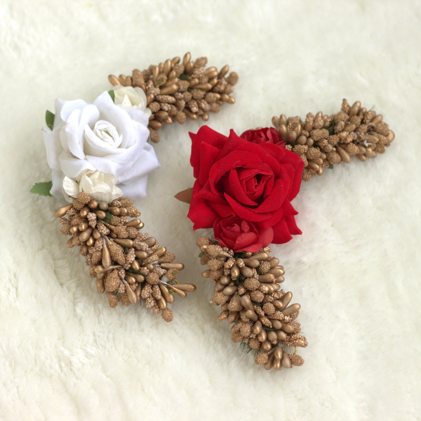 Flexible Baby's Breath with Rose Artificial Hair Bun Flower Accessory
