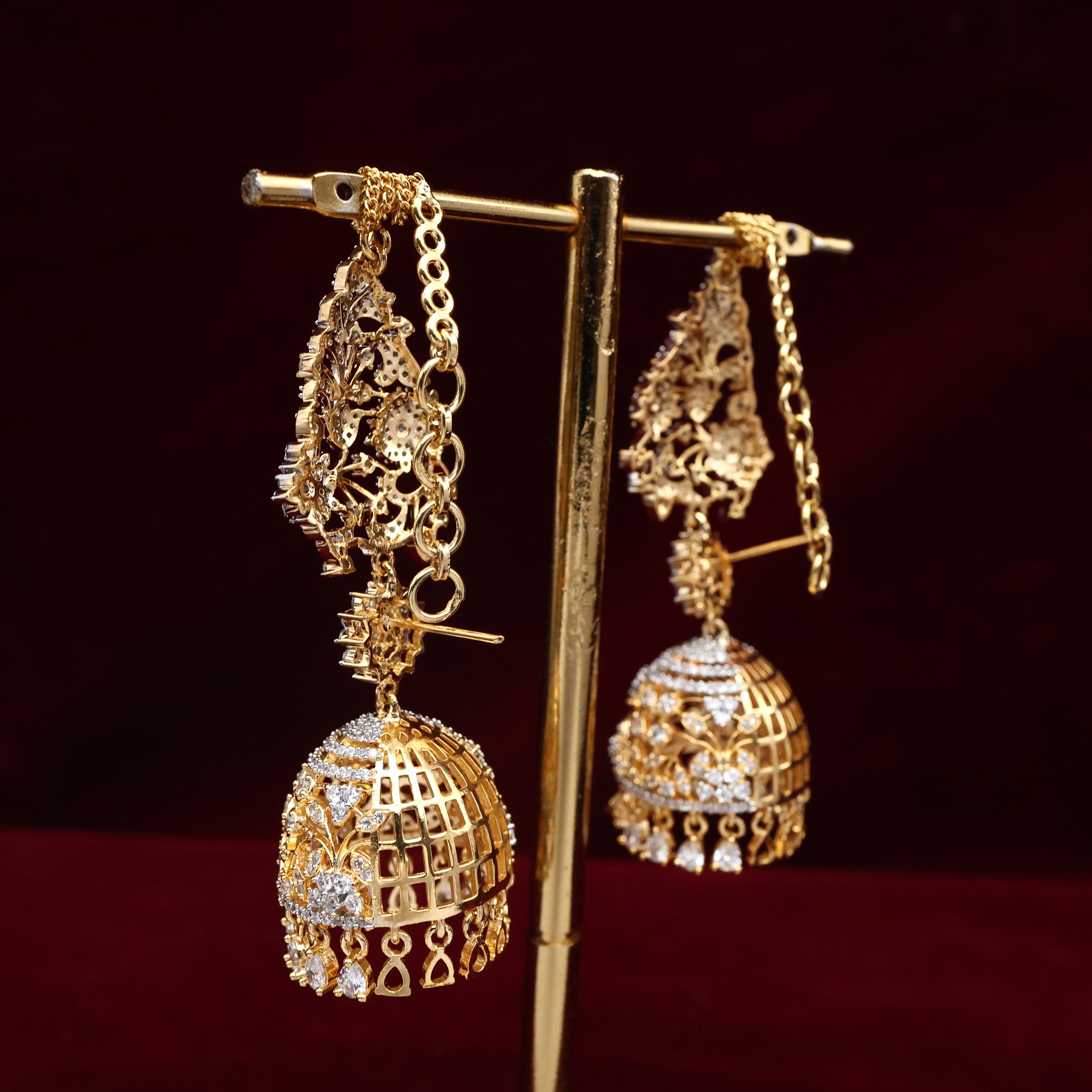 Diamond Look Actress Khushboo Inspired Floral Jhumkas with Straight Maatal