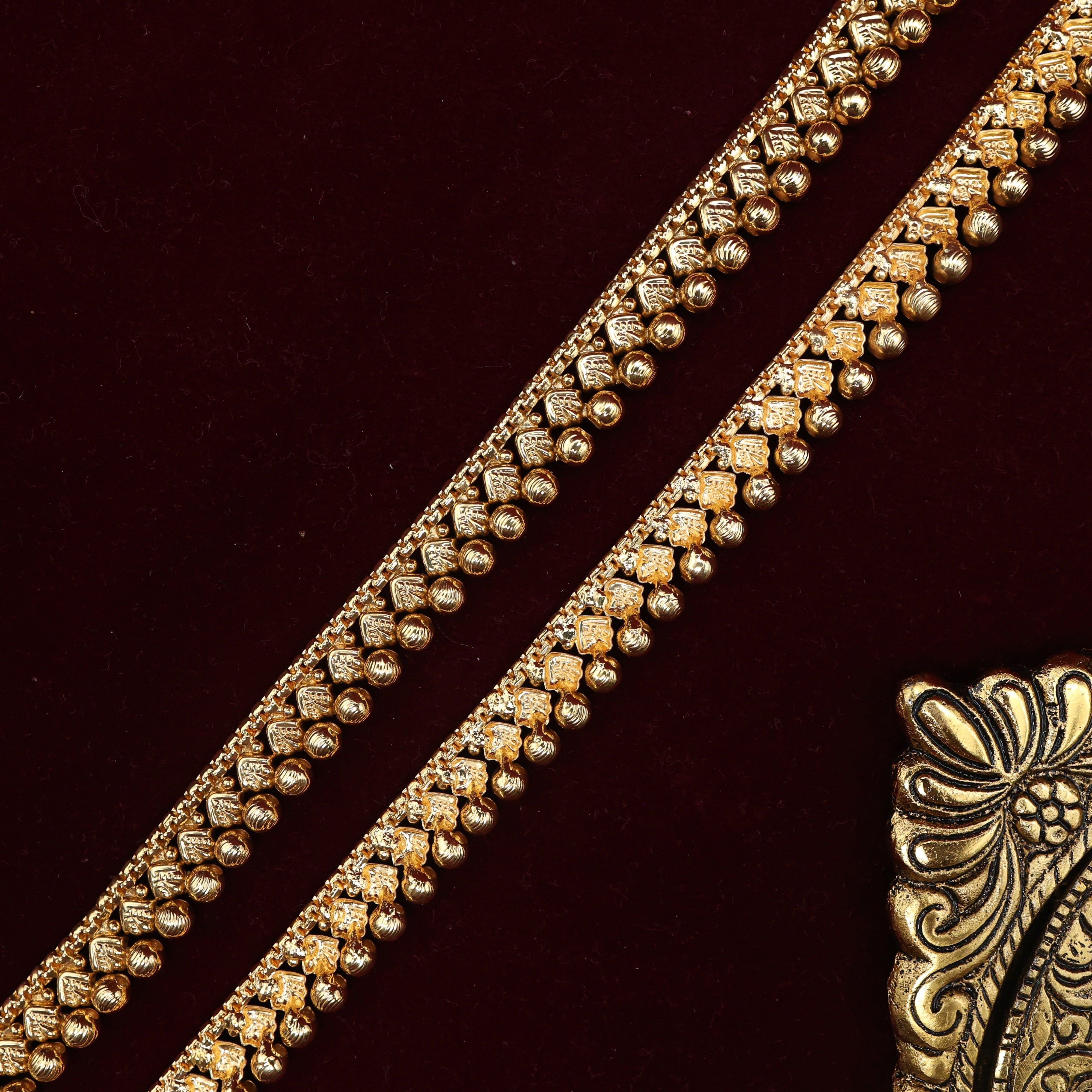 Real Gold Look Thick Gold Balls Anklets For Women - 10.5 Inches