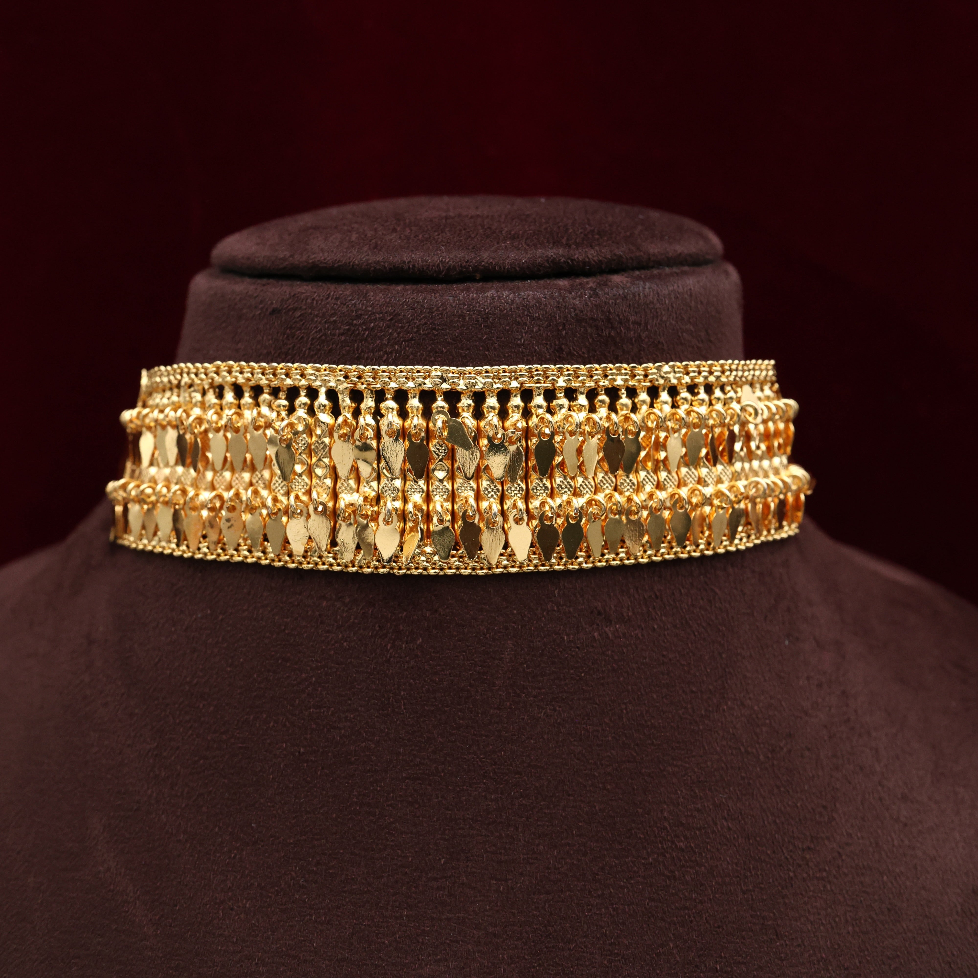 Real Gold Tone Kerala Traditional Double Line Elakkathali bridal Choker