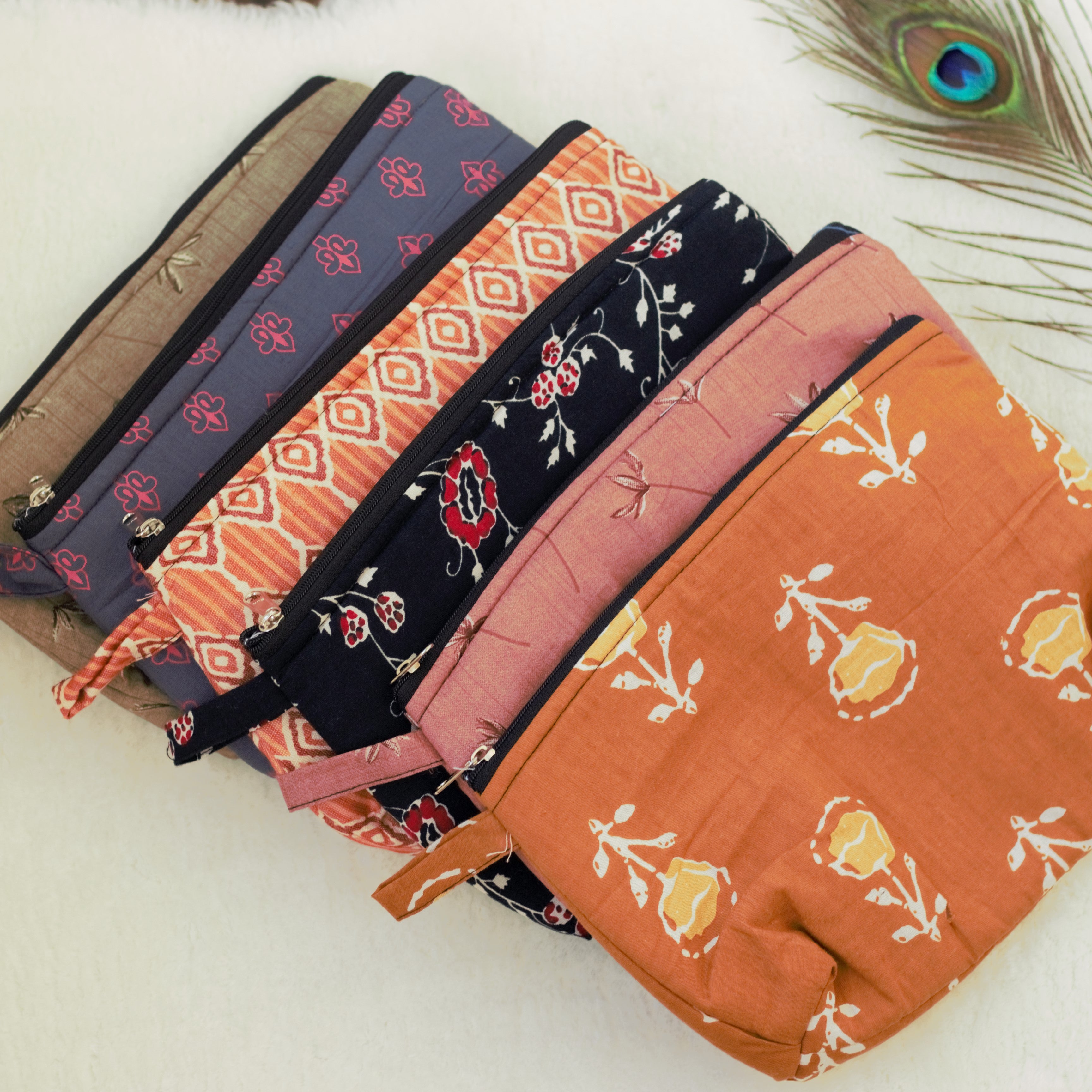 Cotton Boat Multipurpose Pouch Purse - Assorted Prints & Colours