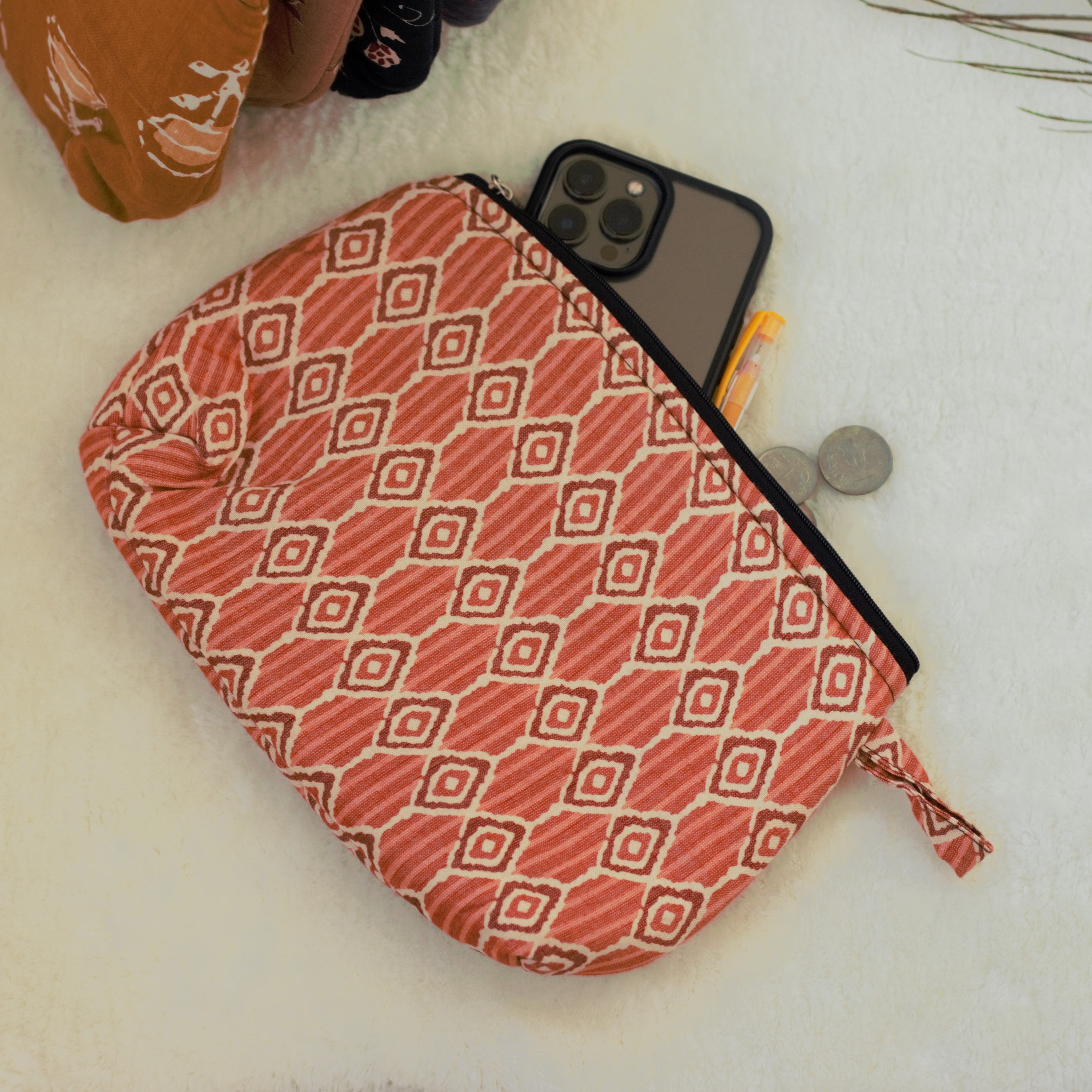 Cotton Boat Multipurpose Pouch Purse - Assorted Prints & Colours