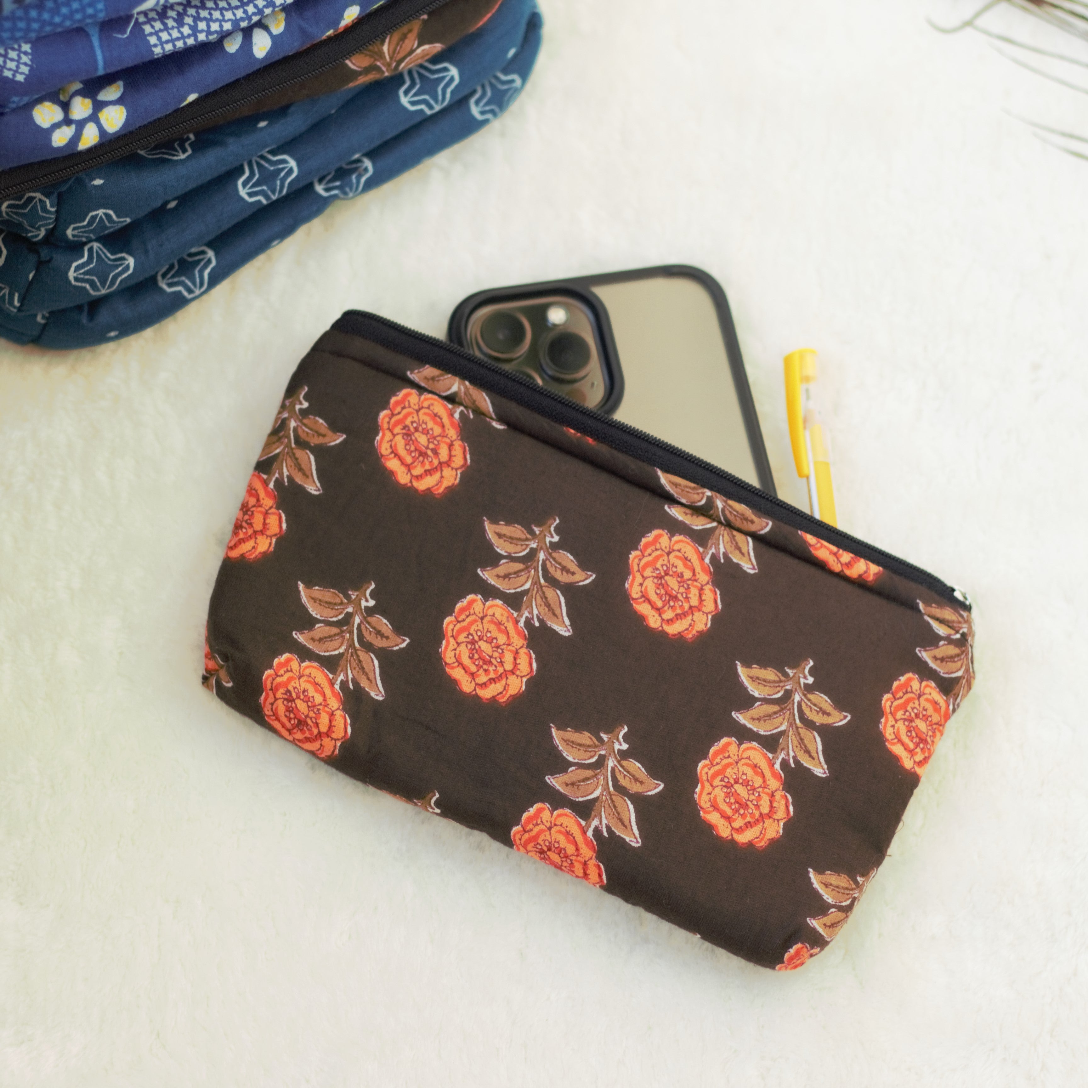 Cotton Small Bristle Front Purse - Assorted Prints & Colours