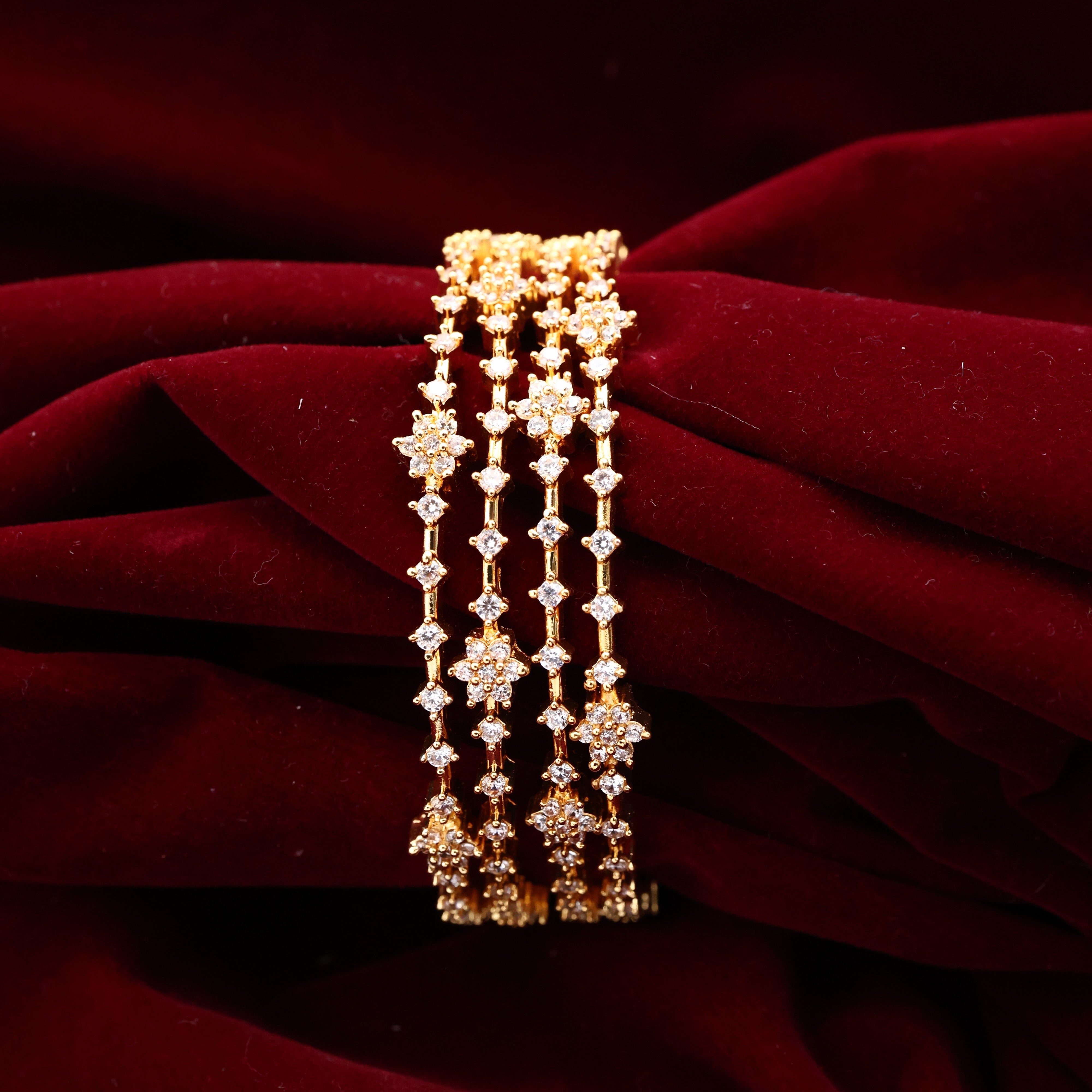 Diamond Look AD 7 Star Set of 4 Bangles