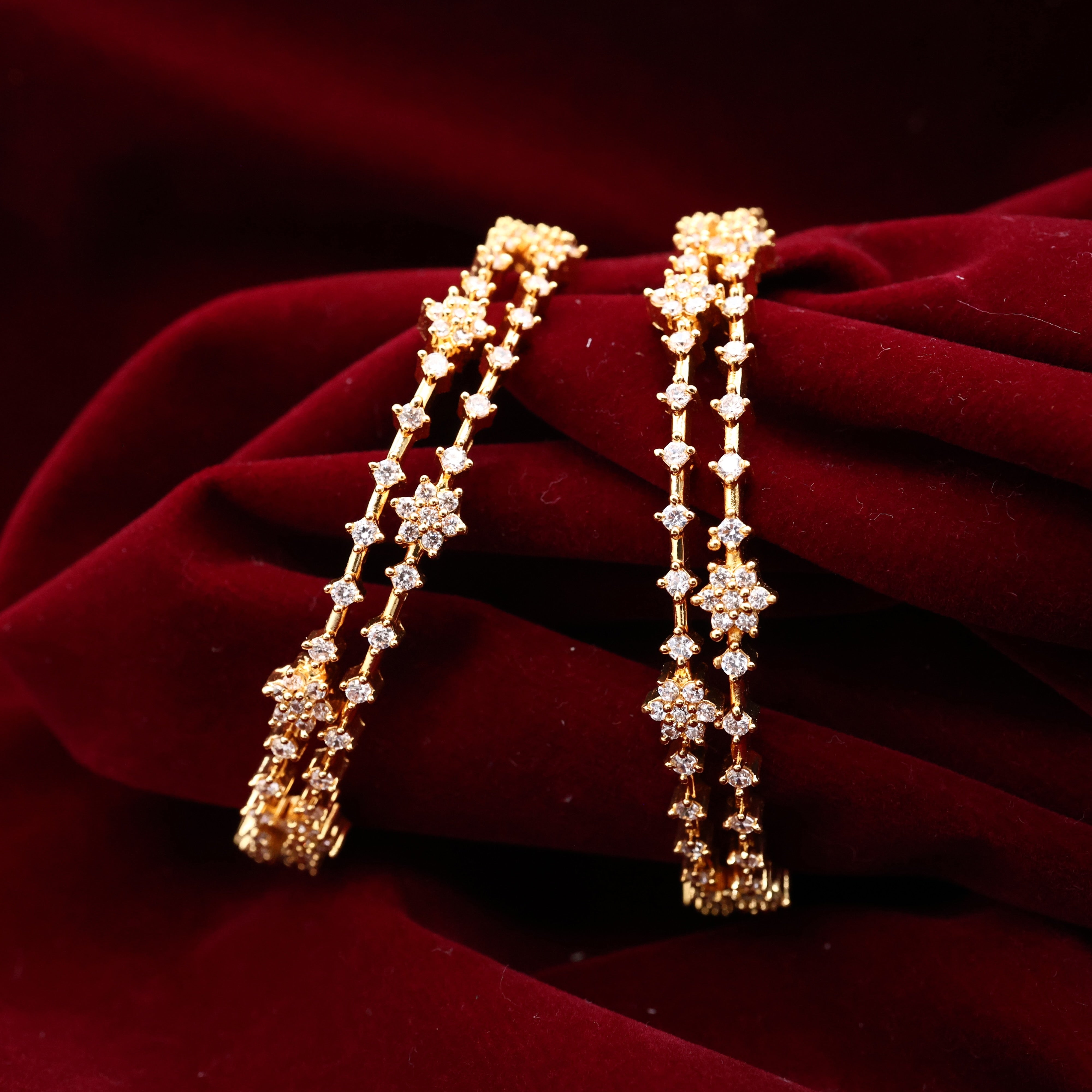 Diamond Look AD 7 Star Set of 4 Bangles