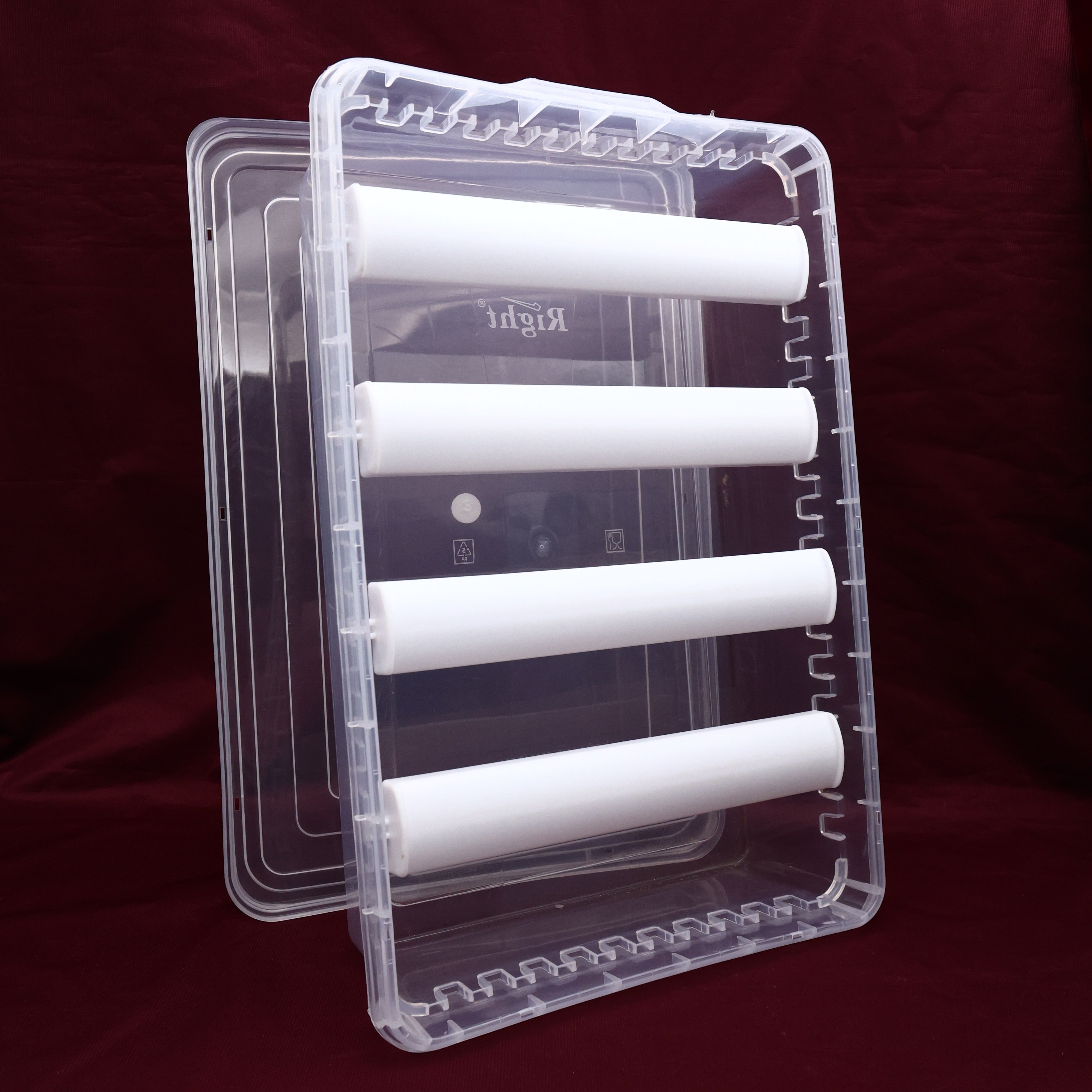 THICK PLASTIC ADJUSTABLE REMOVABLE 4 ROD BANGLE BOX - BIG BANGLE ORGANISER