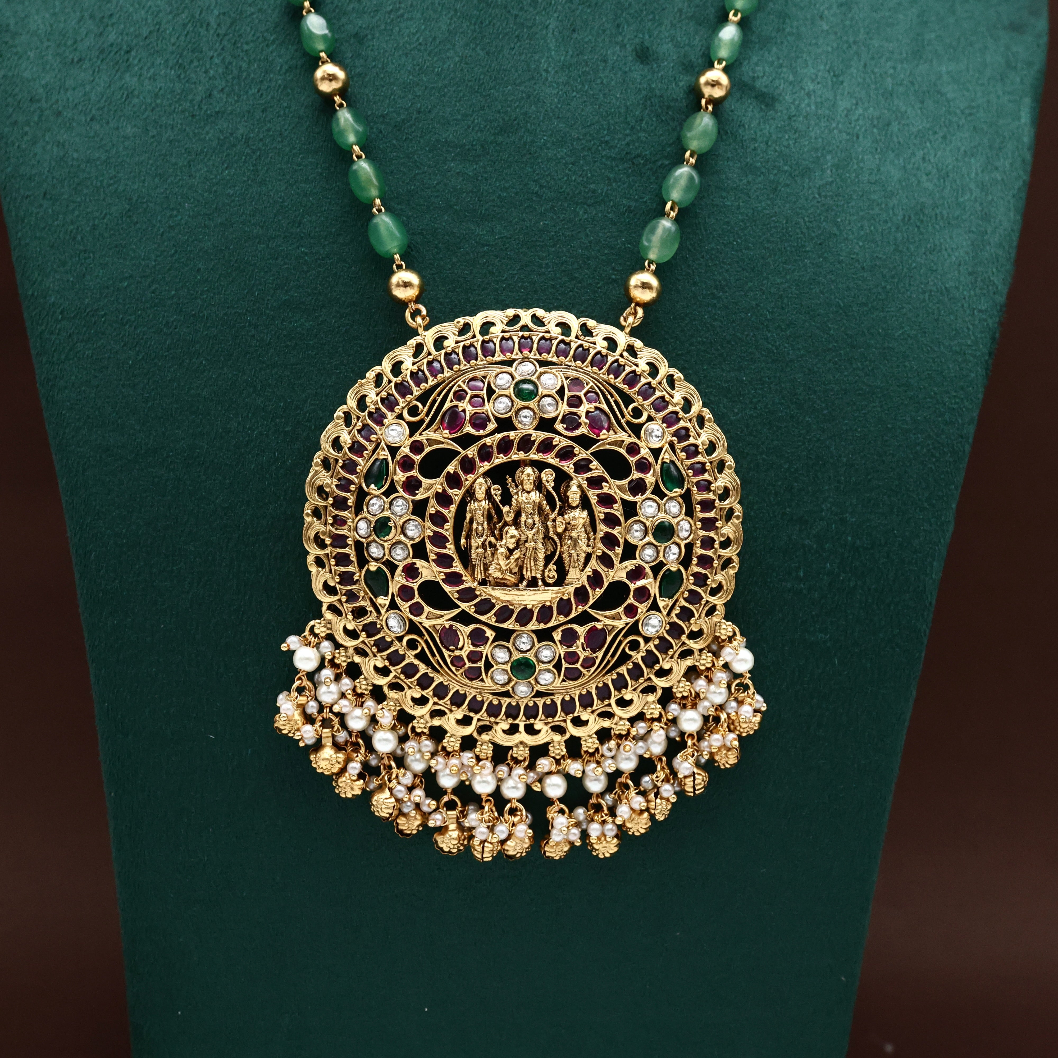 Premium Kundan Kemp Ram Parivar Beaded Mala Set