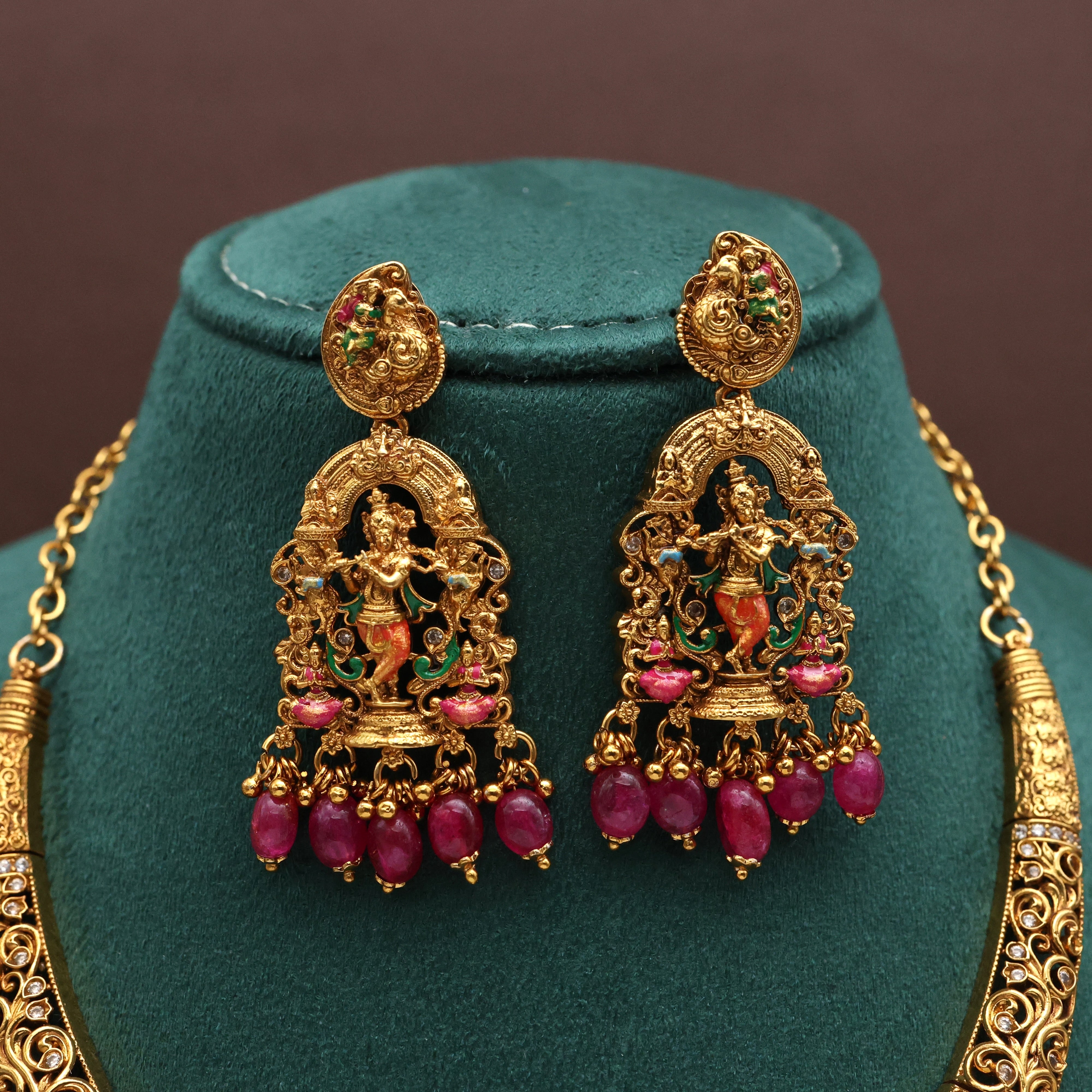 Divine Lord Krishna Colourful Designer Hasli Necklace Set