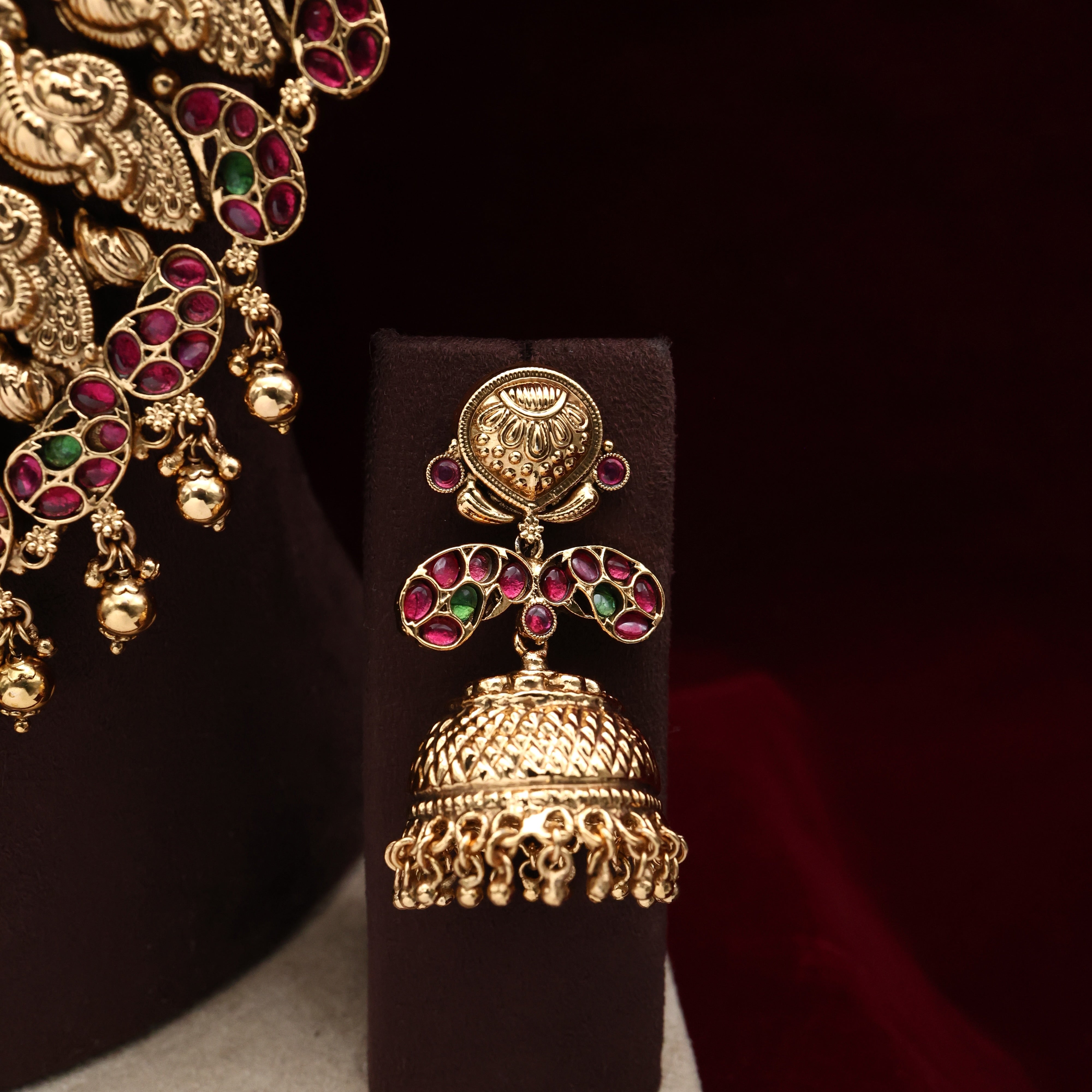 Exclusive Lightweight Nagas Kemp Gandaberunda Mahalakshmi Premium Semi Bridal Set