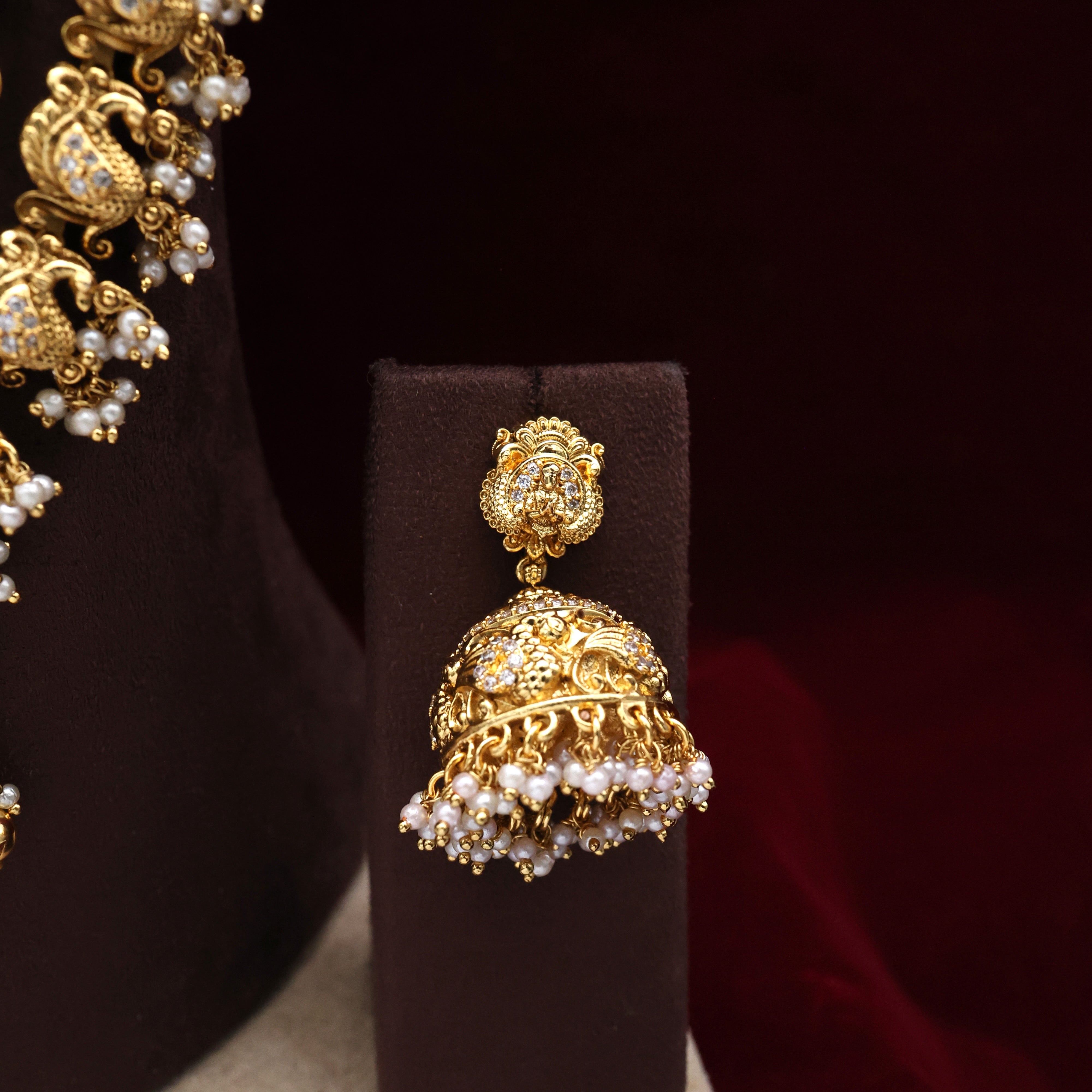 Mahalakshmi Devi 3 Layer Mayuri Gold Look Nagas Bridal Haaram Set