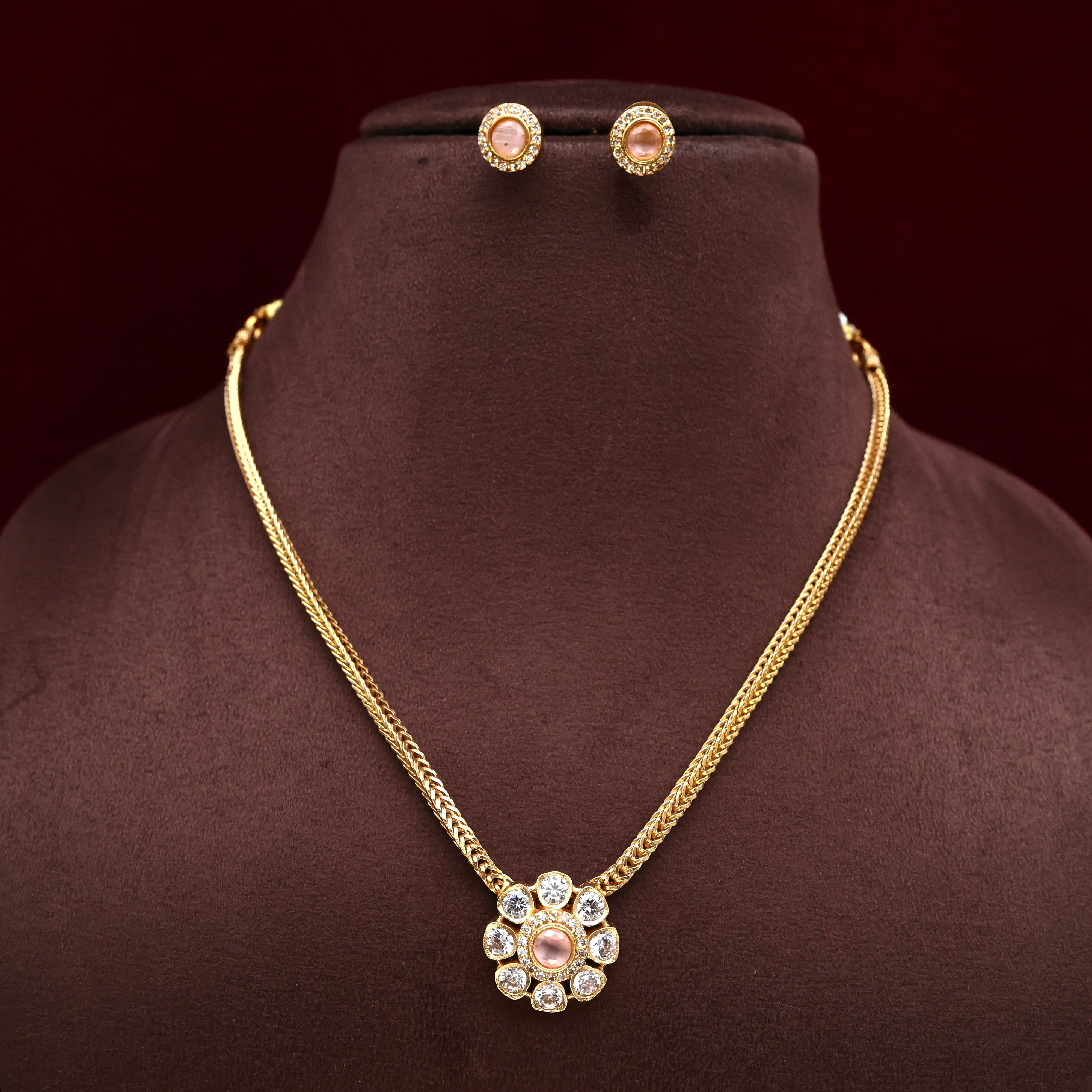 Cute Kids Friendly Small AD Flower Necklace Set - White