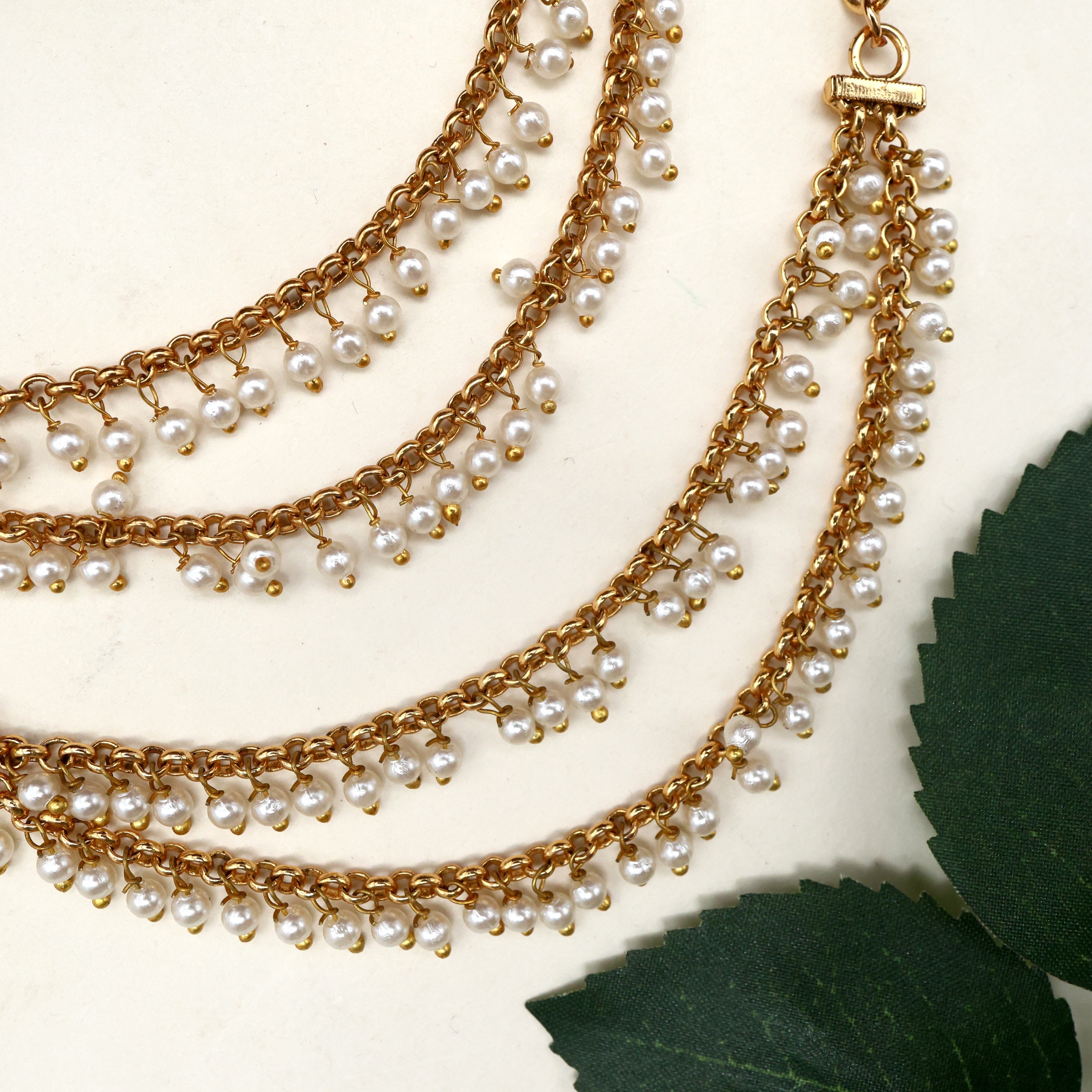 Antique Two Layer Pearl Ear Chain/Maatal