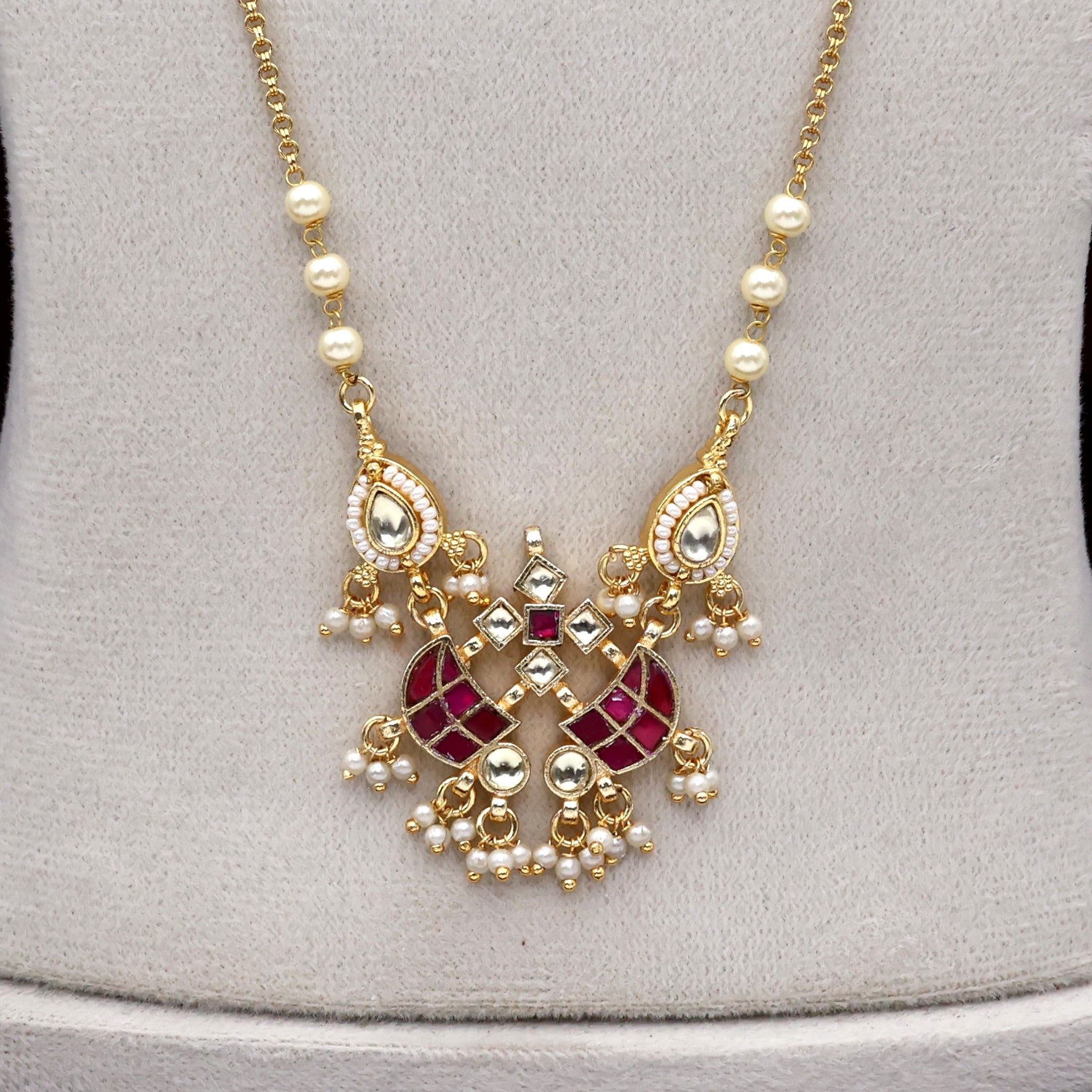 Premium Pachi Kundan Double Sword Pendant Long Chain