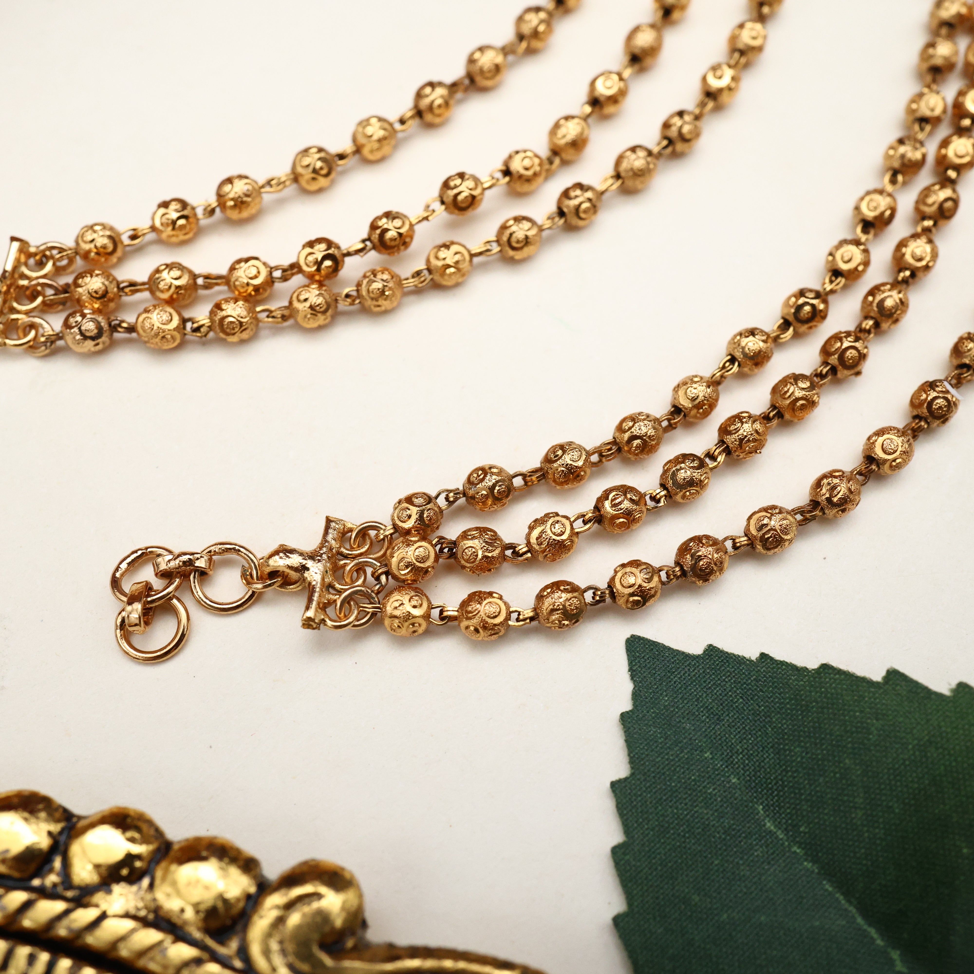 Antique 3 Line Gold Balls Bridal Ear Chain/Maatal