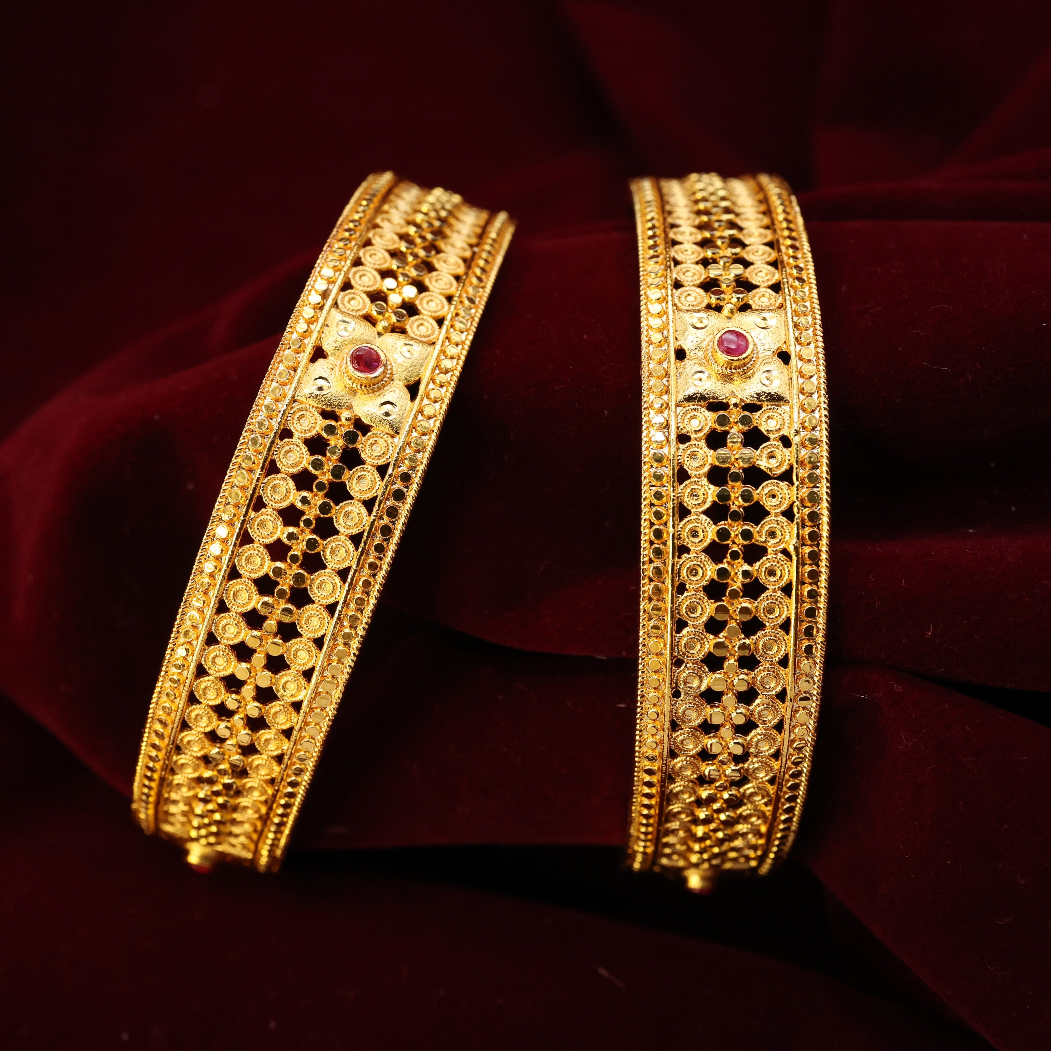 Real Gold Tone No Figure No Idol Thick Bridal Bangles