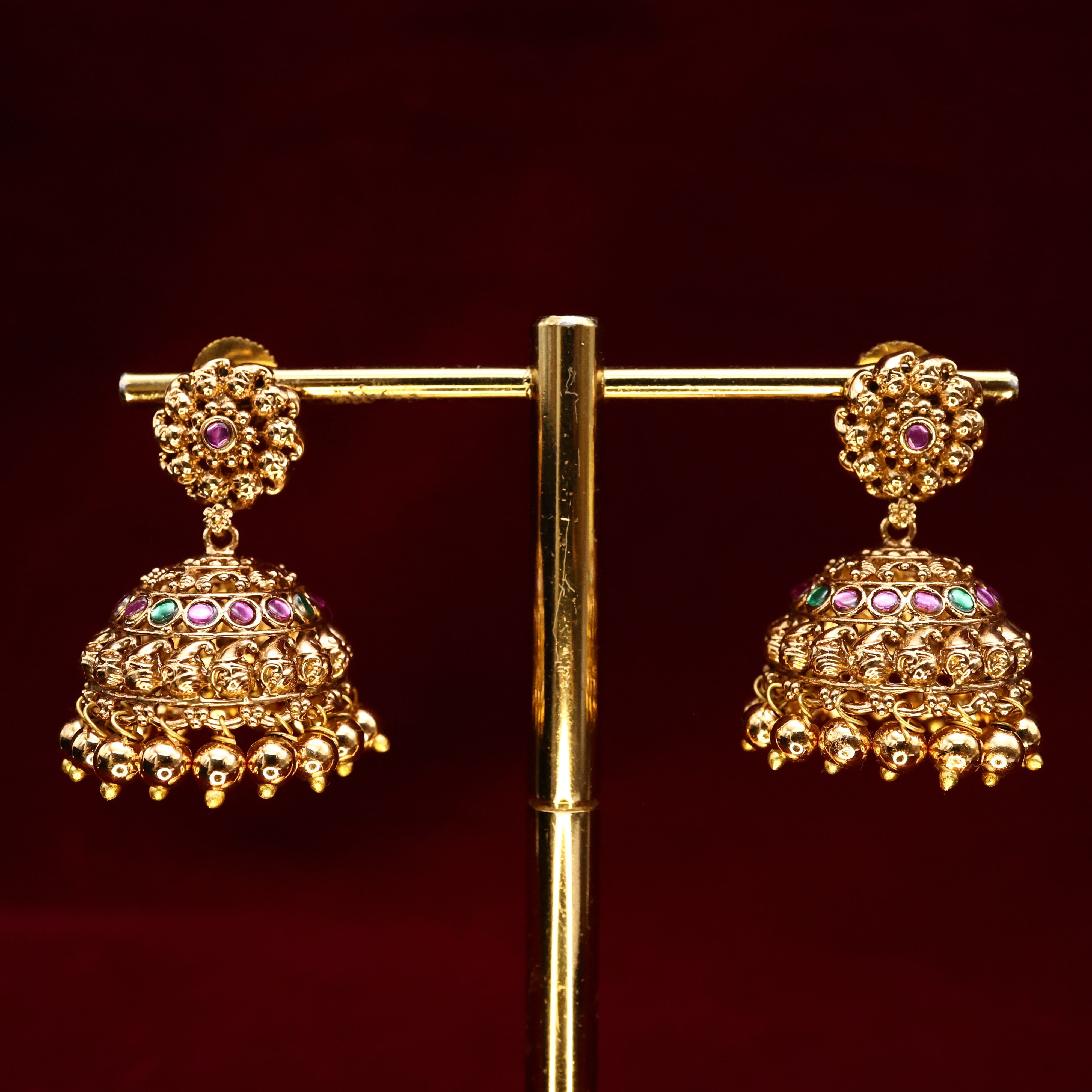 Antique Gold Paisley Kemp Bridal Jhumkas