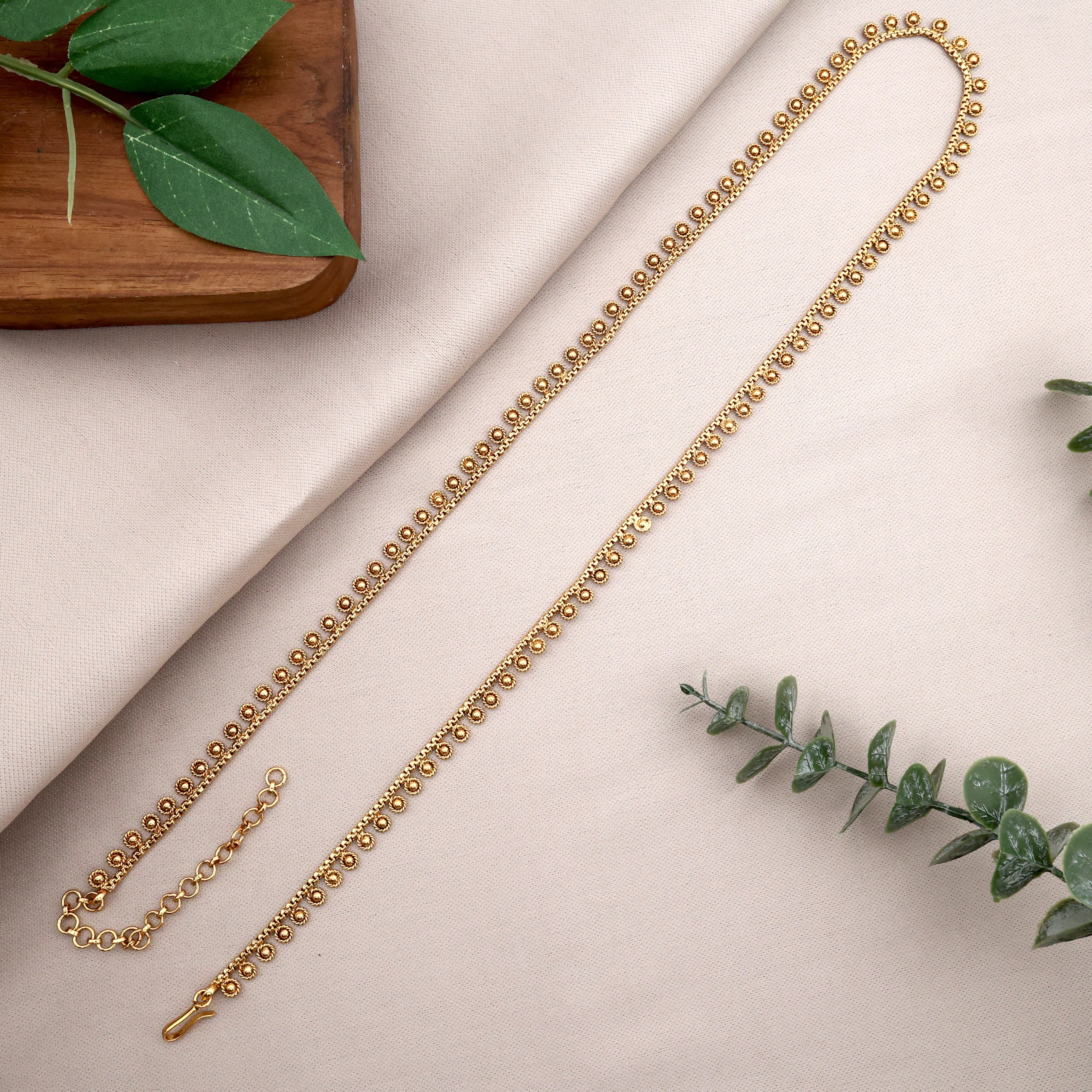 Antique Real Gold Look Circle Drops Minimal Hip Chain