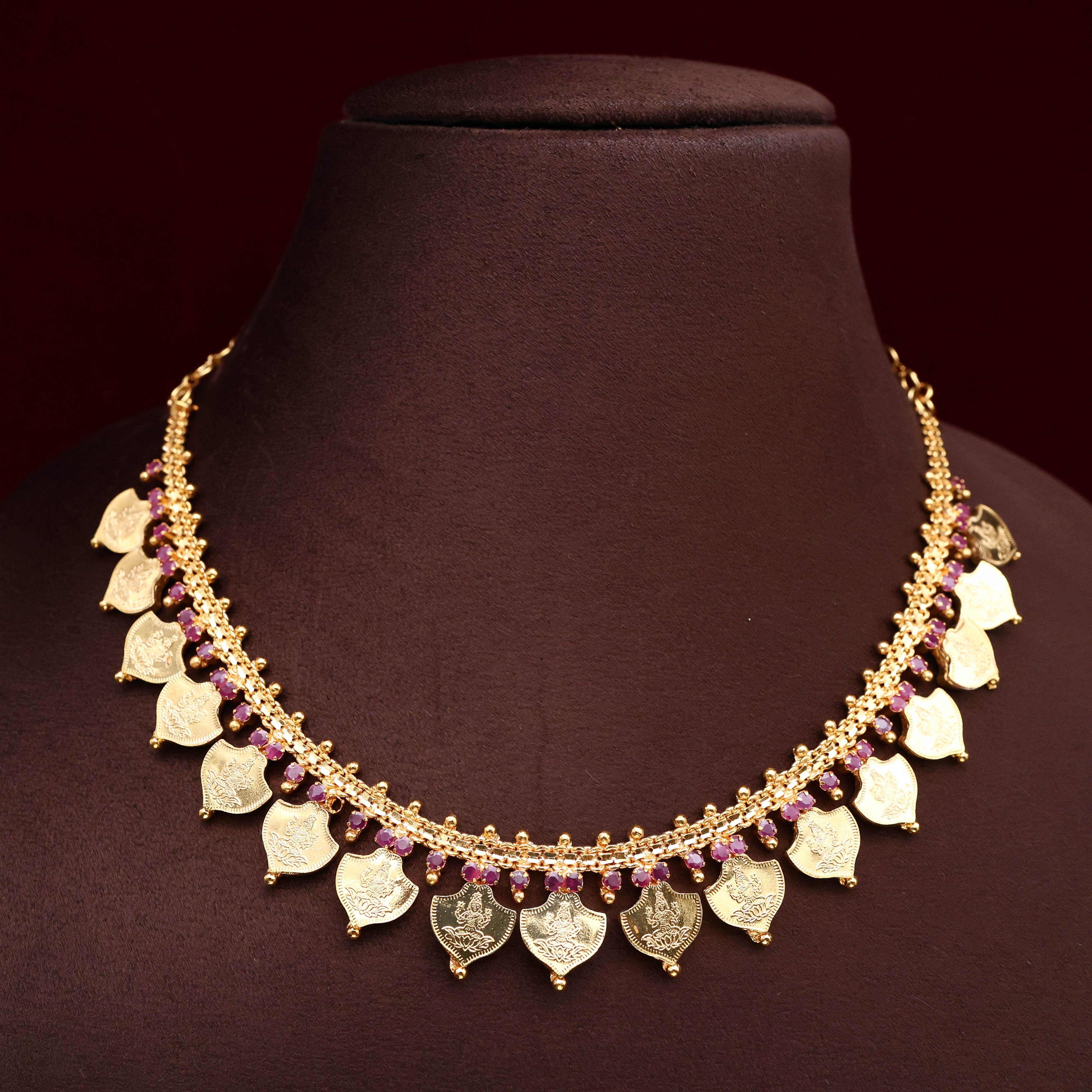 Exclusive & Unique Real Gold Tone Lakshmi Palakka Design Traditional Kerala Bridal Necklace