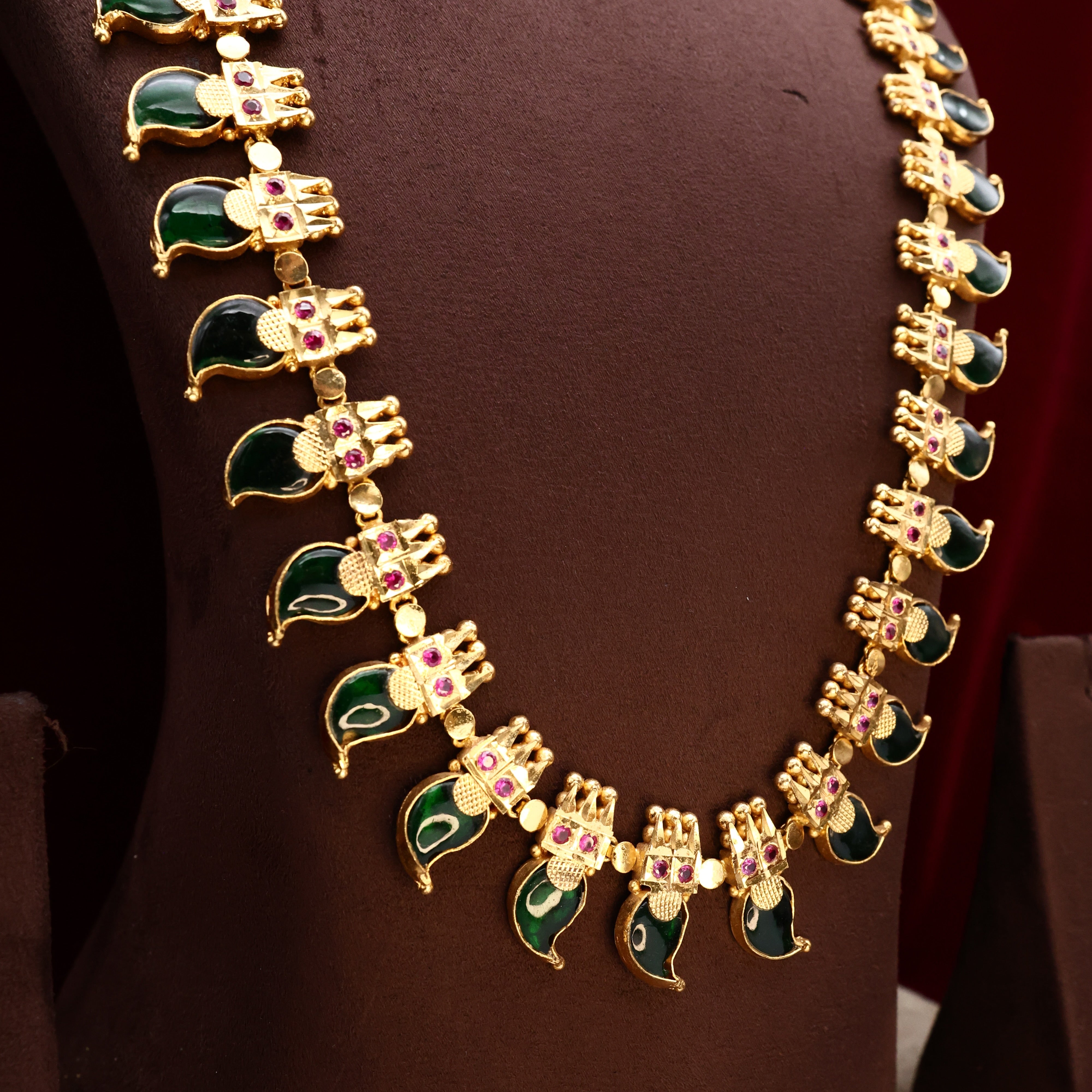 Real Gold Tone AD Premium Traditional Kerala Mango Haaram