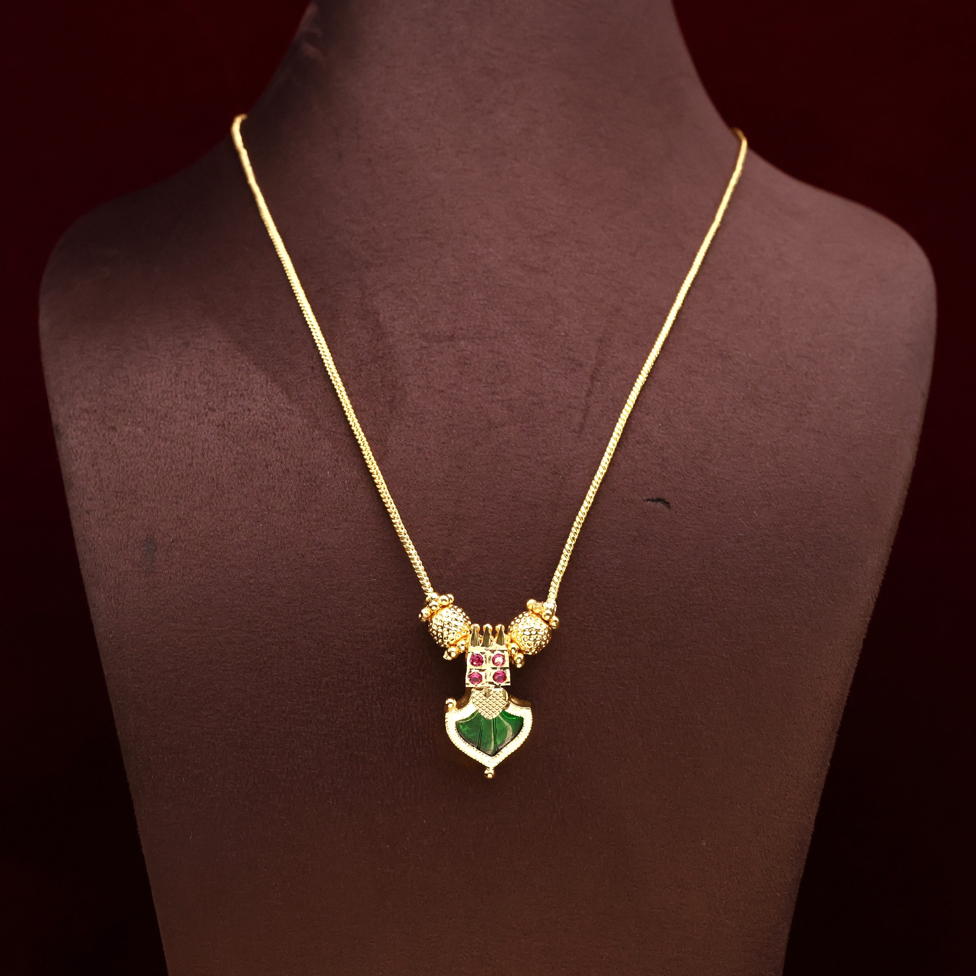 REAL GOLD TONE TRADITIONAL KERALA SINGLE PALAKKA DOLLAR CHAIN