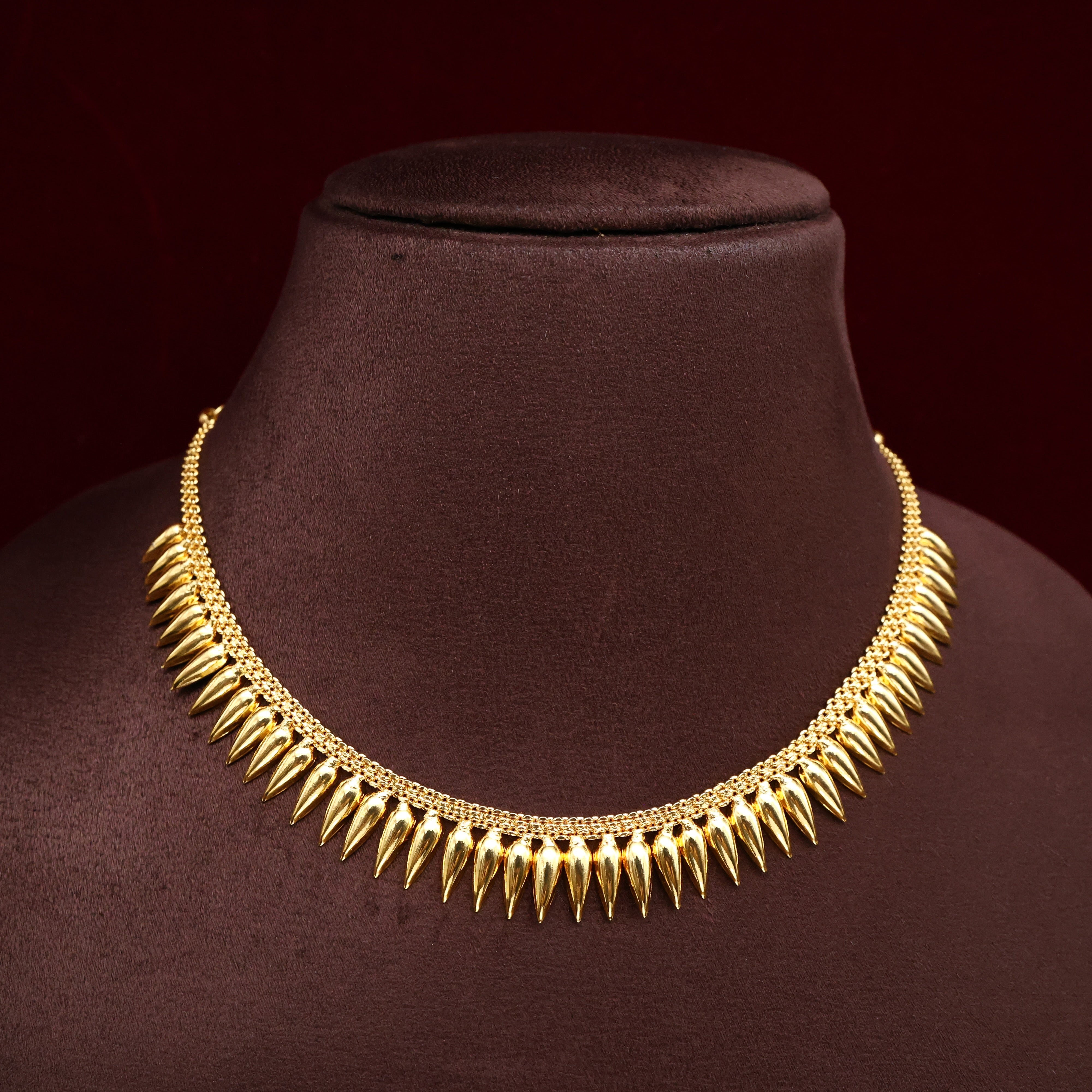 Real Gold Tone Traditional Kerala Plain Mulla Mottu Necklace