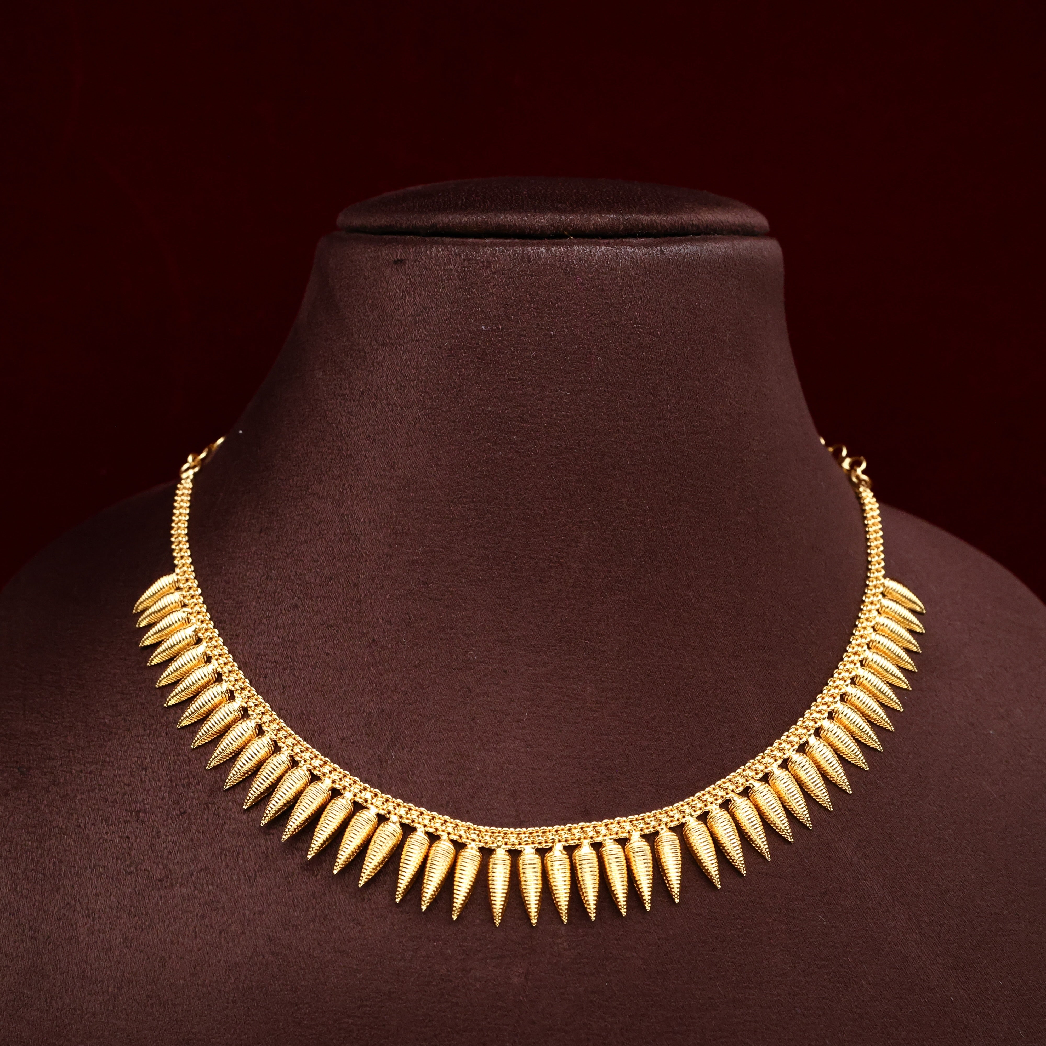 Real Gold Tone Traditional Kerala Vari Mulla Mottu Necklace