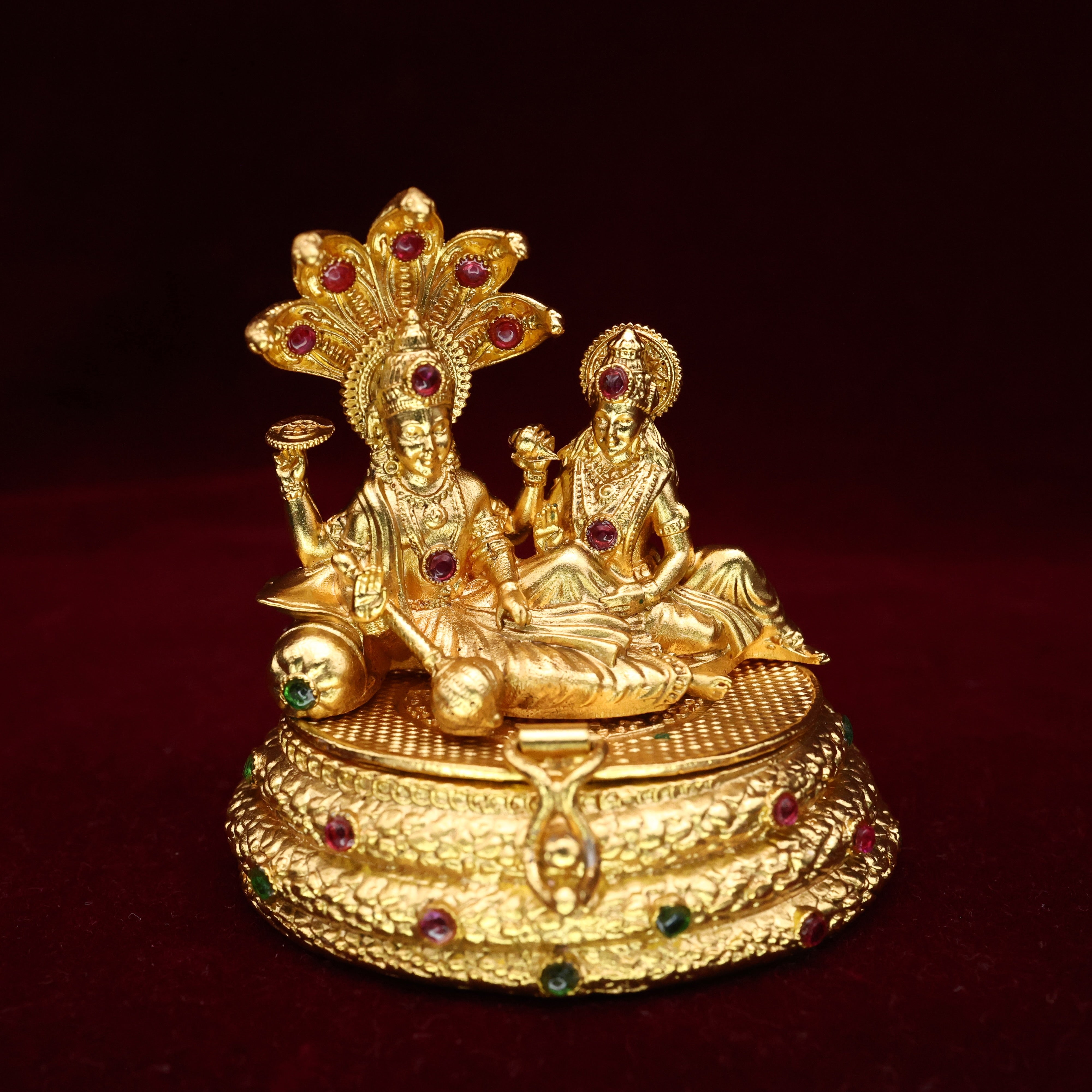 Antique Premium Lord Mahavishnu with Lakshmi Devi Kumkum/Sindoor Box