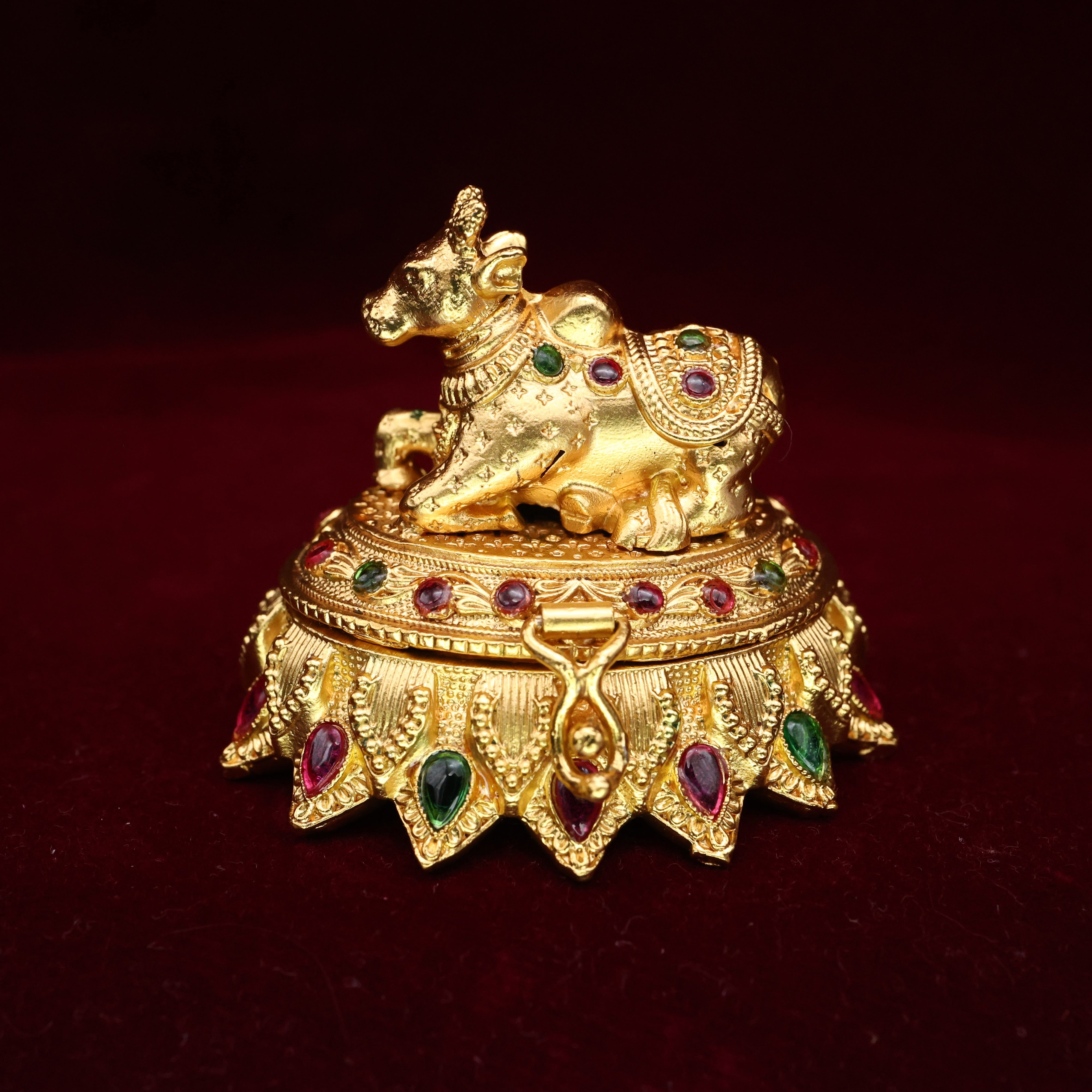 Antique Premium Kemp Nandi Dev Kumkum/Sindoor Box