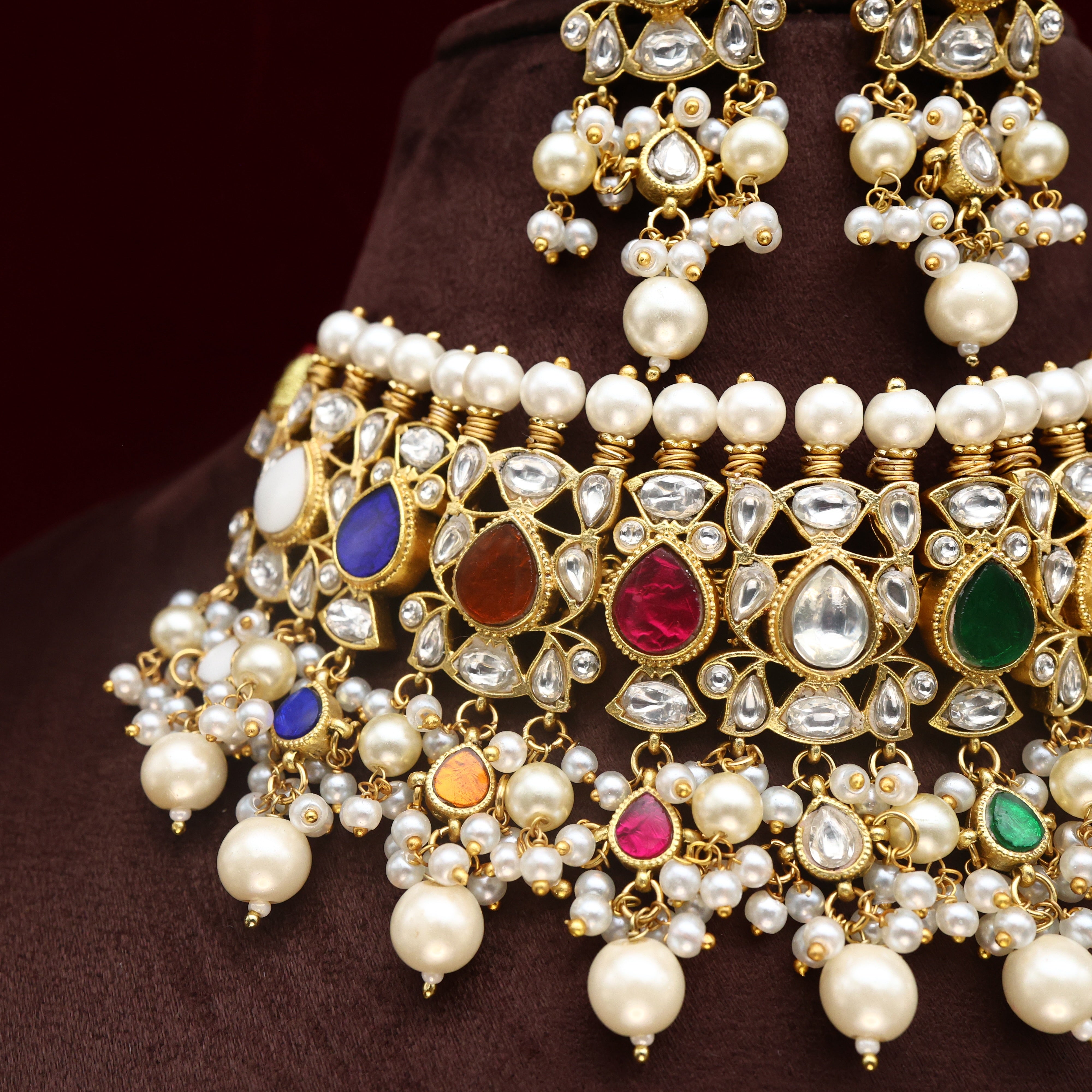 Premium Jadau Kundan Navarathna Bridal Choker Set