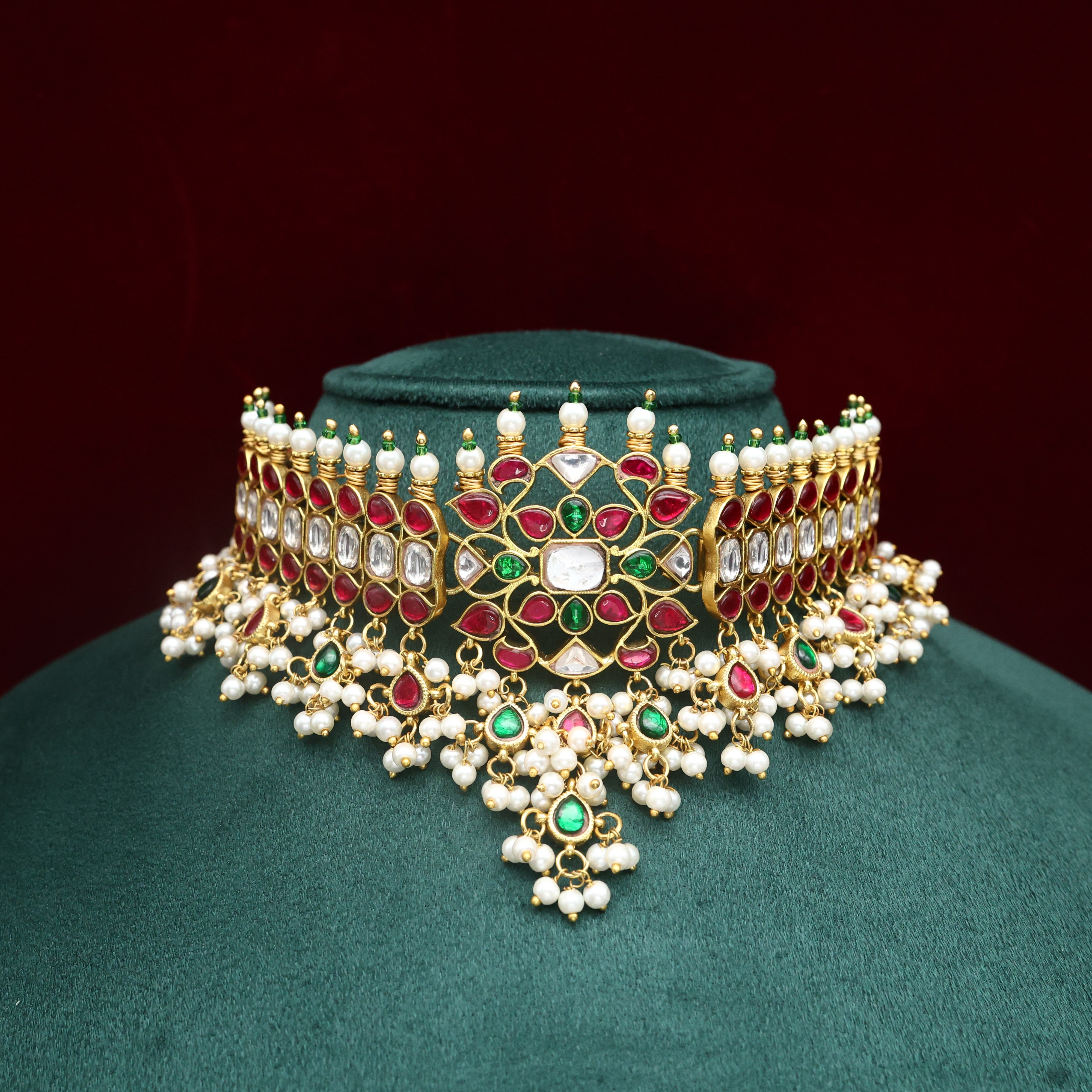 Premium Jadau Kundan Floral Bridal Choker