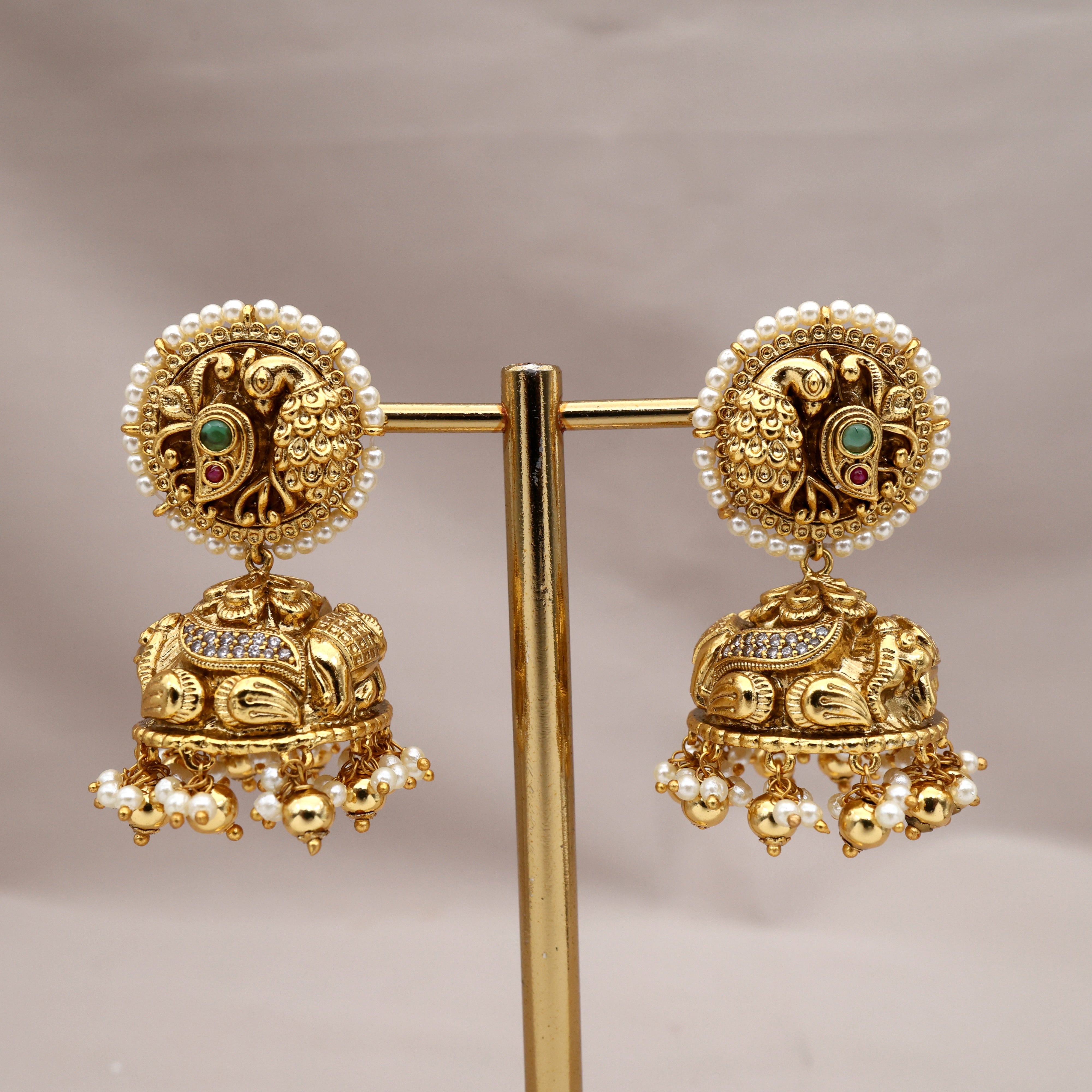 Premium Nagas Mayil Chakram Bridal Jhumkas