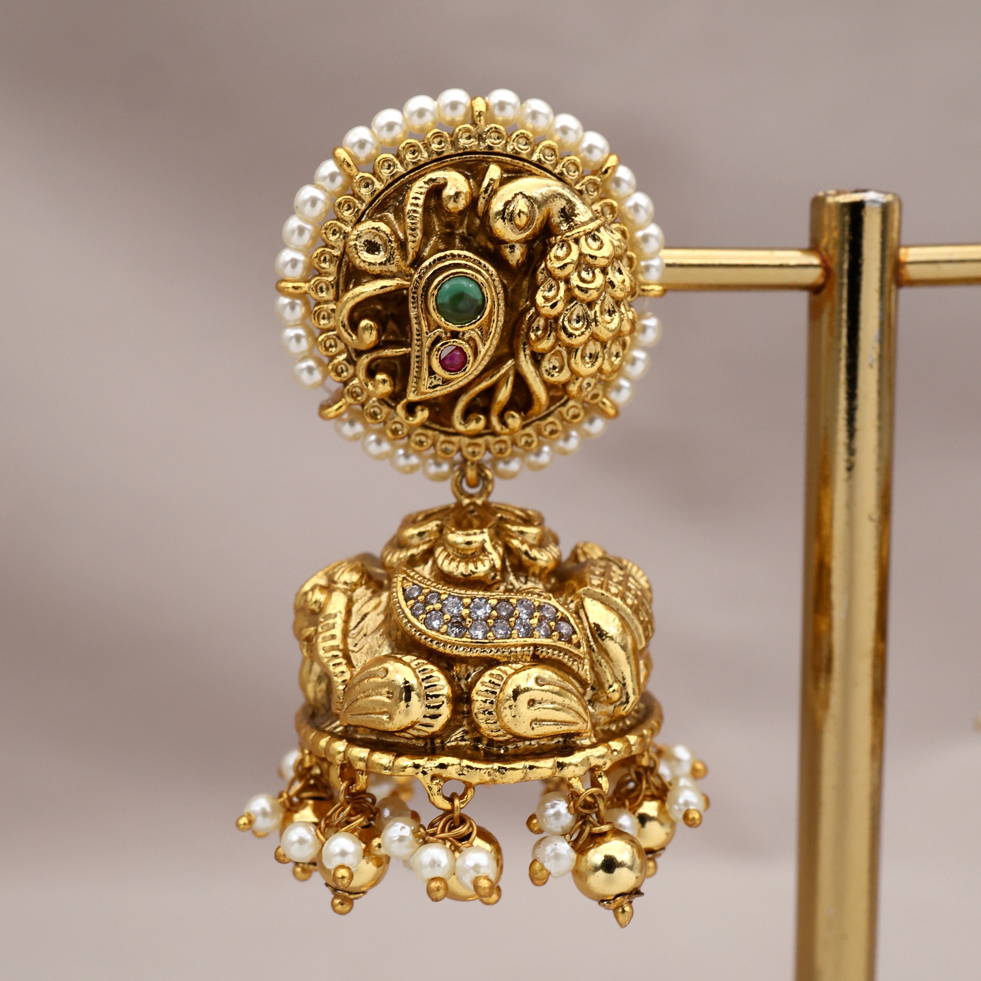 Premium Nagas Mayil Chakram Bridal Jhumkas
