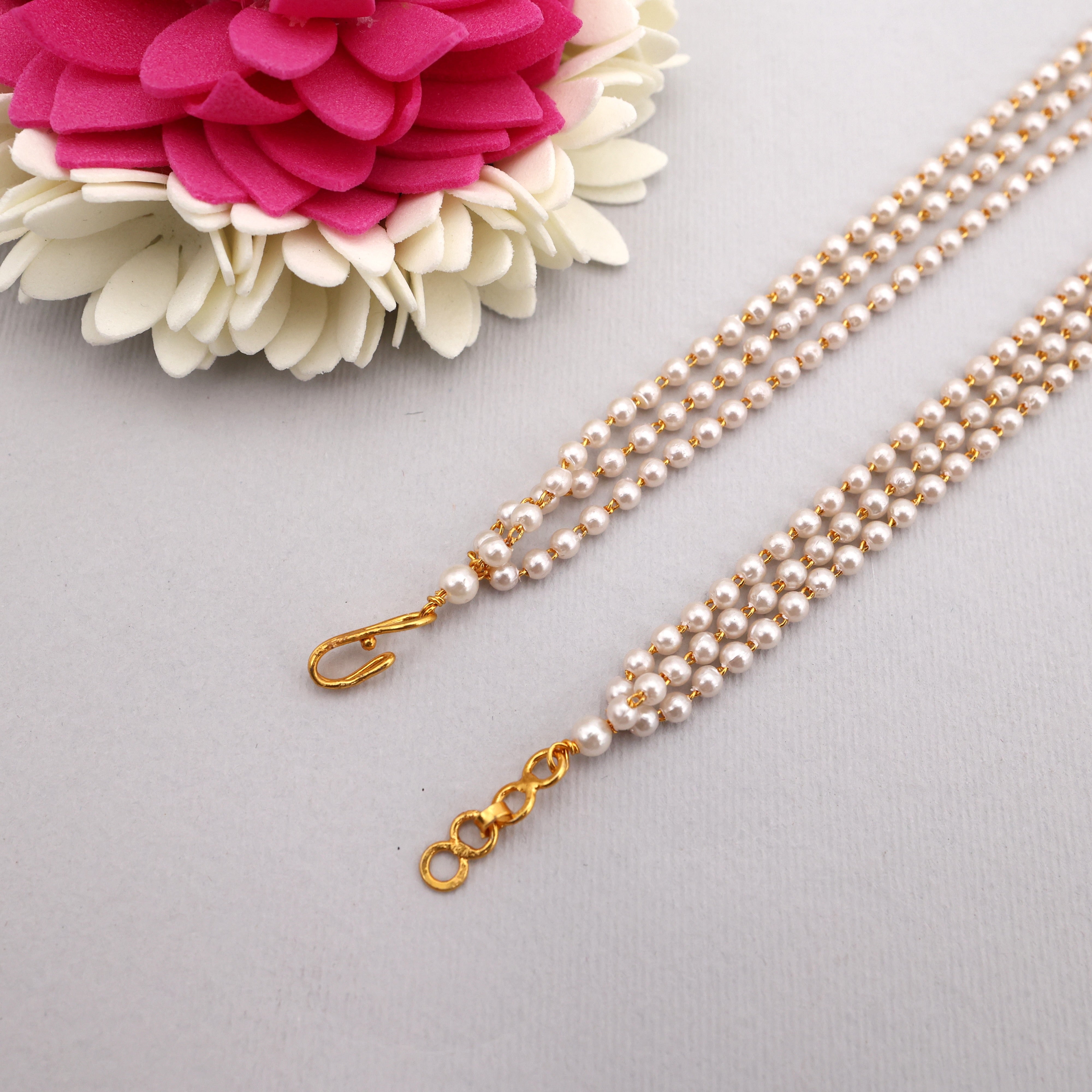 Long 3 Line Pearl Maatal Hair Accessory