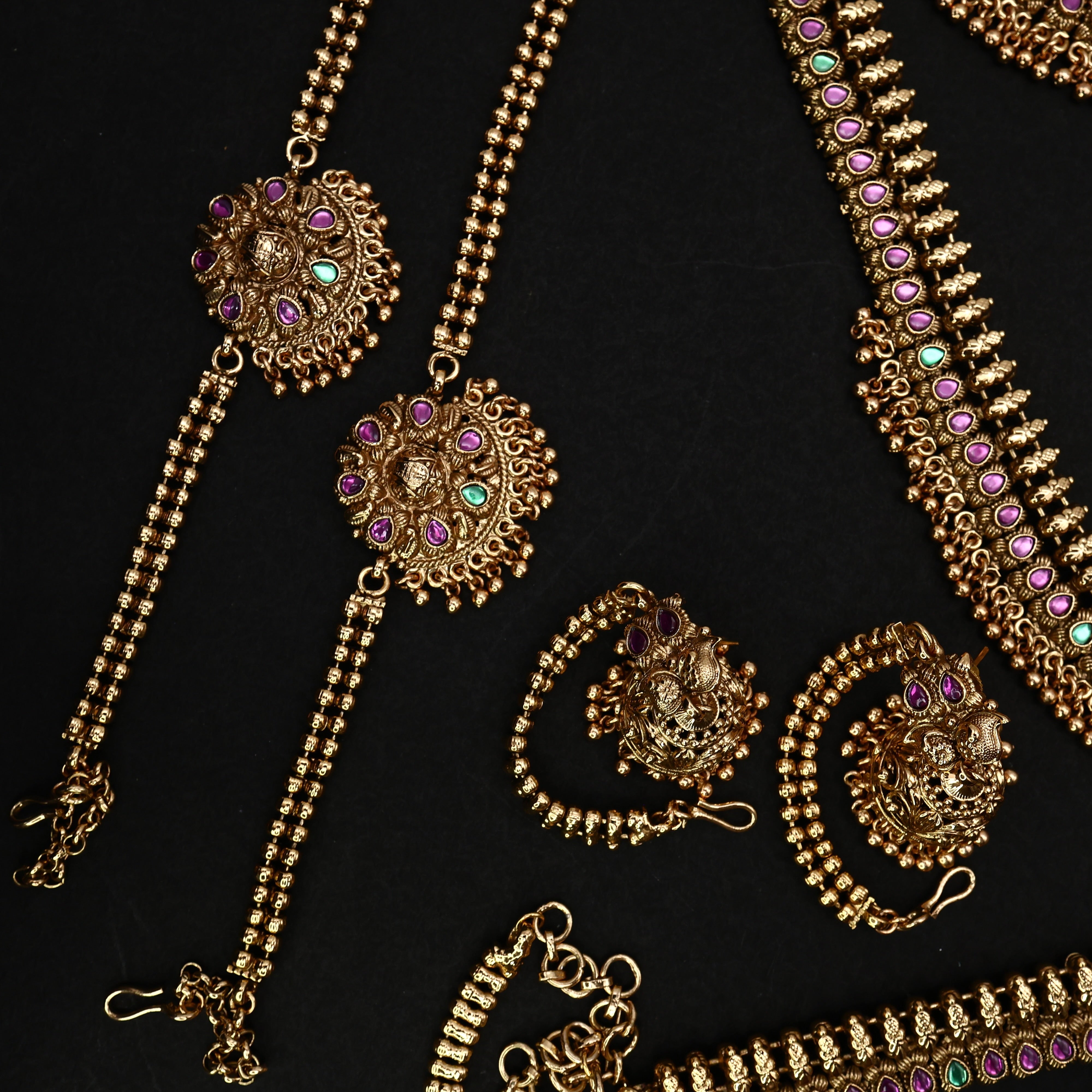 Antique Nagas Precious Kemp Flower Buds Full Bridal Set