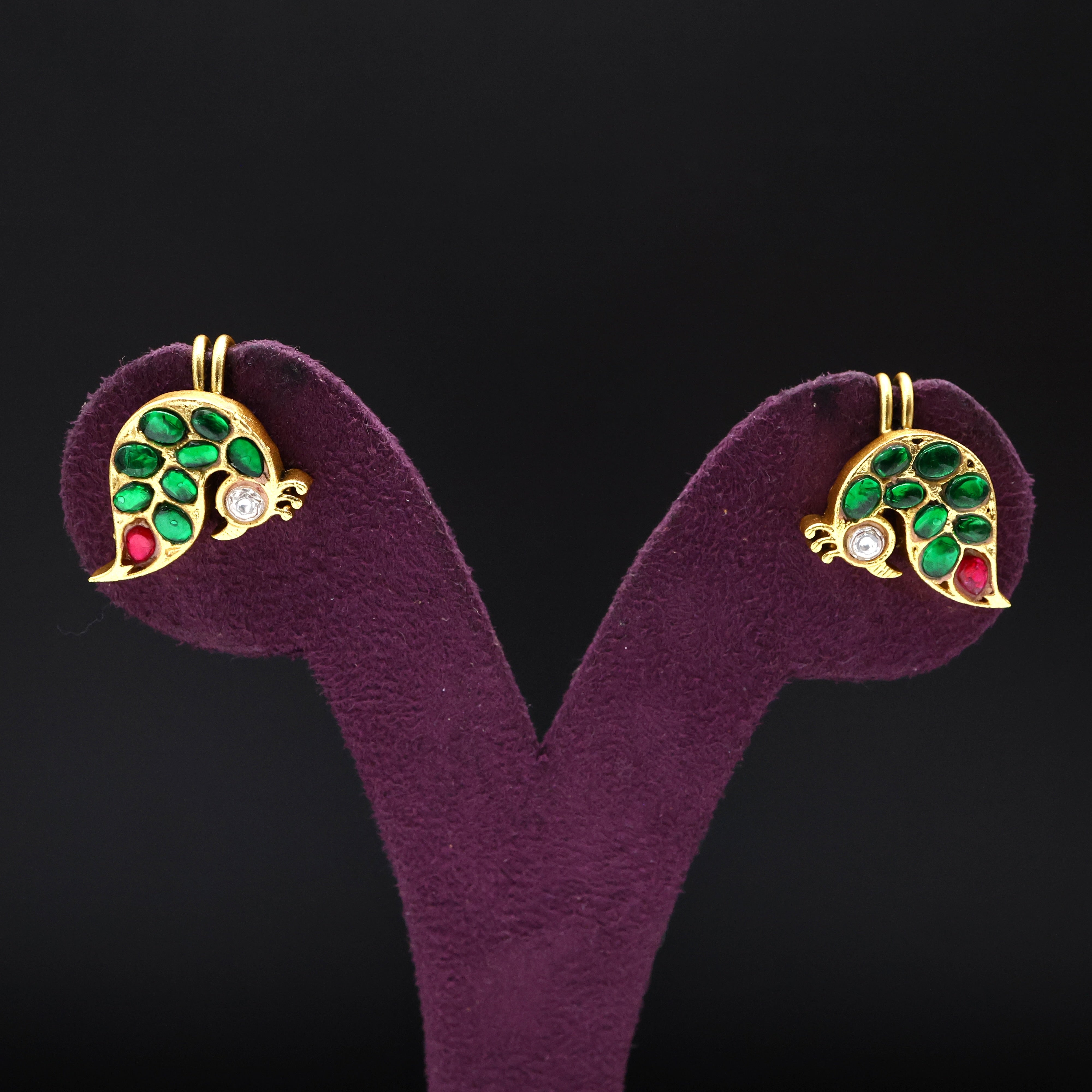 Premium Jadau Kundan Mayil Bugadi/Koppu Earrings (Can also be used as hair accessory)