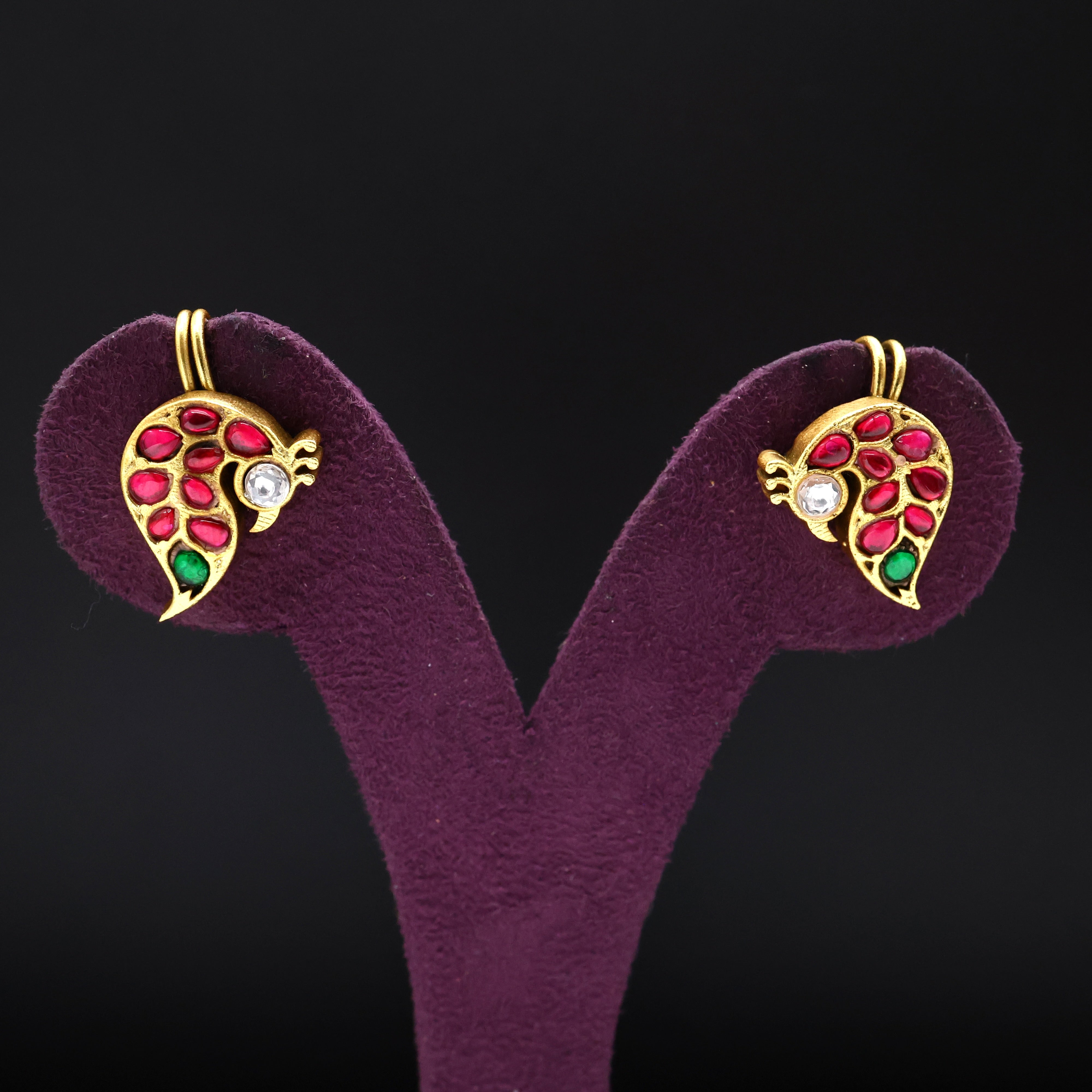 Premium Jadau Kundan Mayil Bugadi/Koppu Earrings (Can also be used as hair accessory)