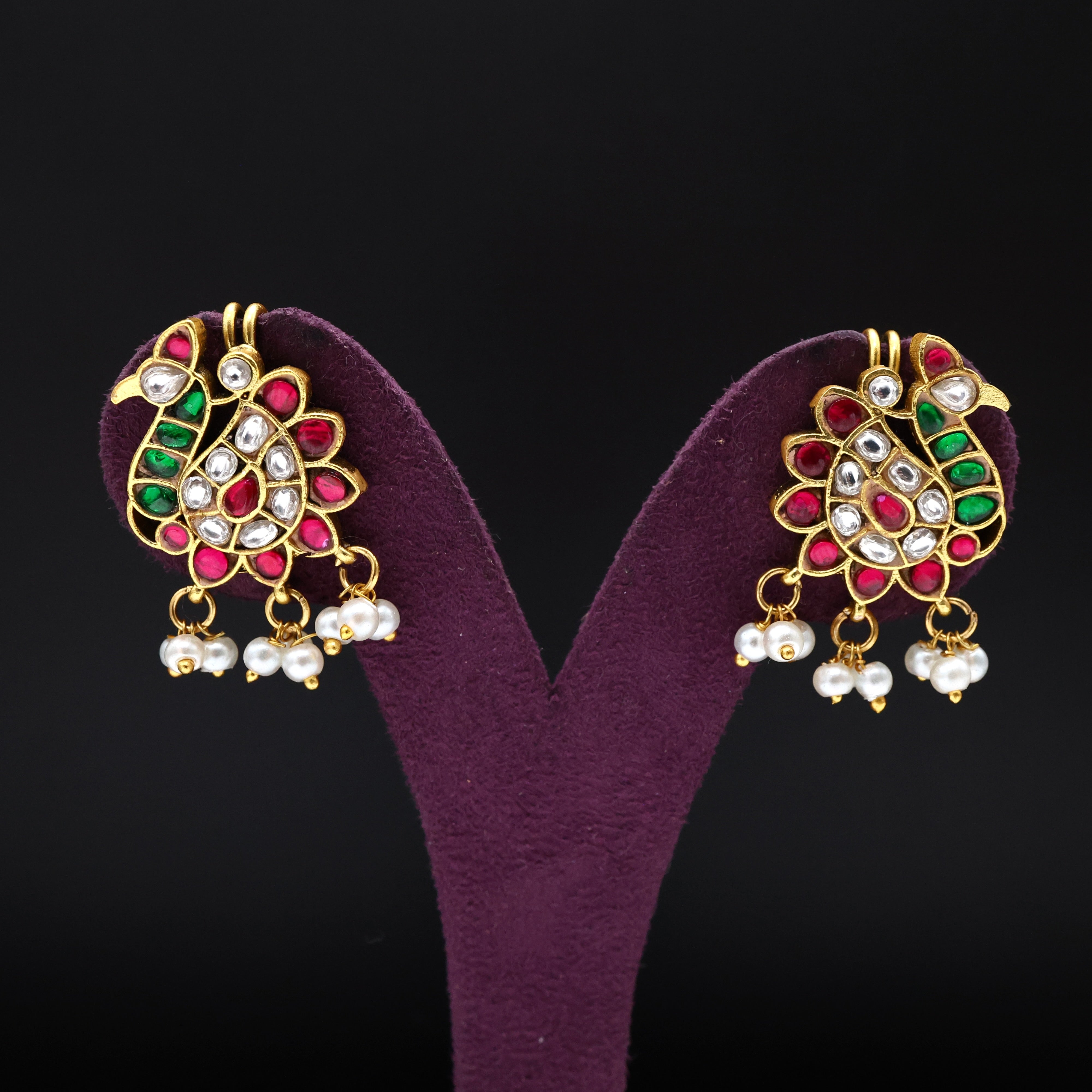Premium Jadau Kundan Big Peacock Bugadi/Koppu Earrings (Can also be used as hair accessory)