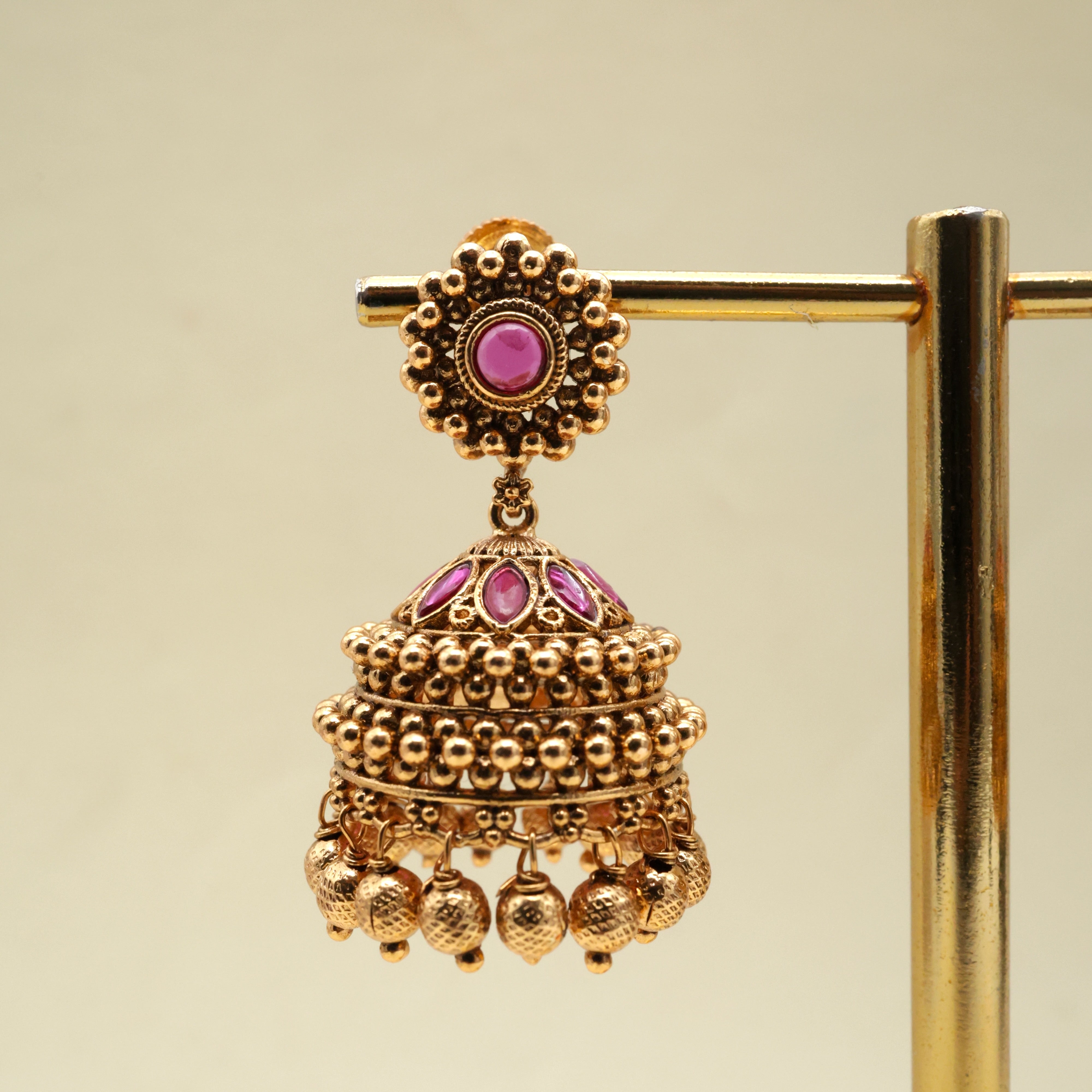 Antique Gold Thushi Model Bridal Jhumkas