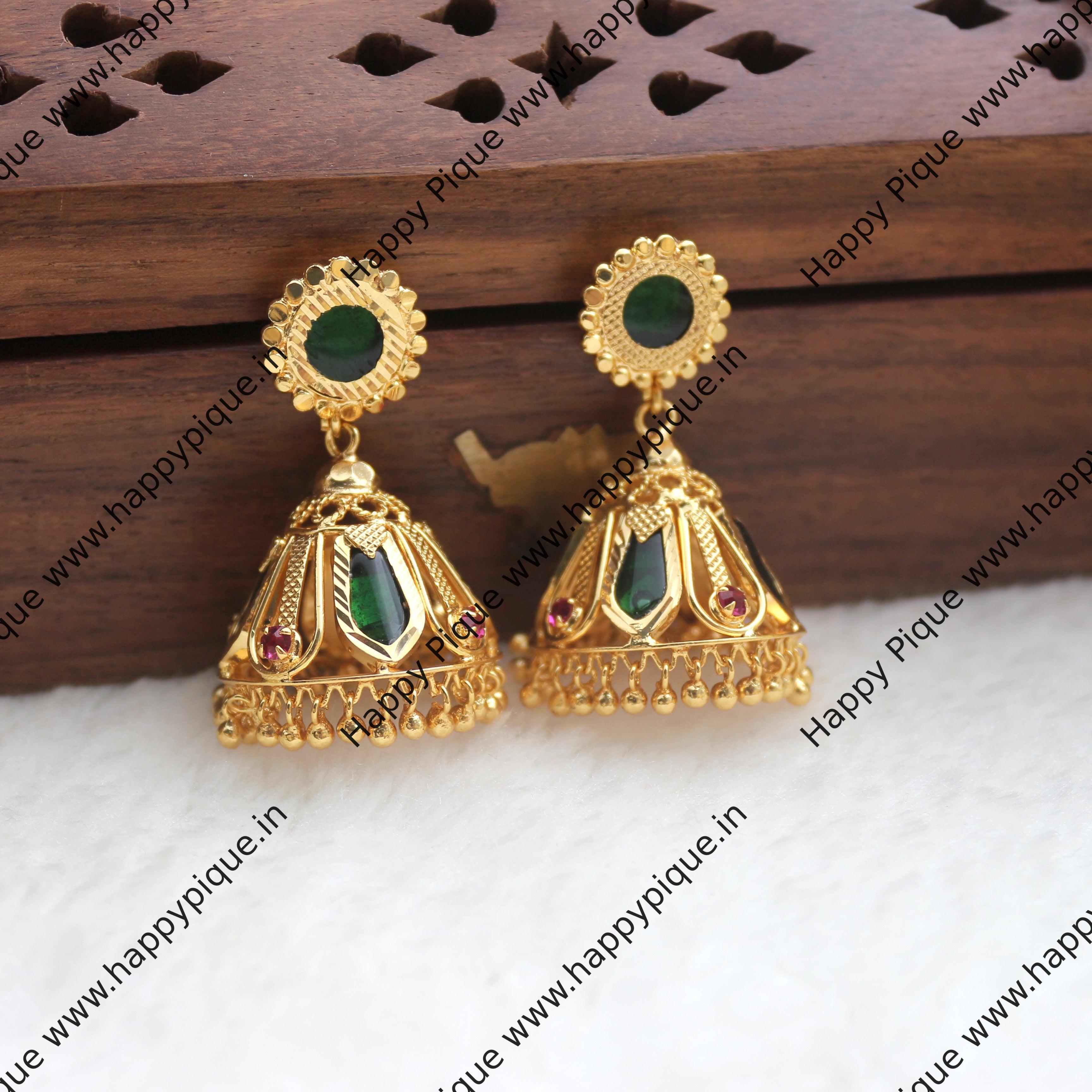 Real Gold Tone Kerala Nagapadam Jhumkas - Medium Size