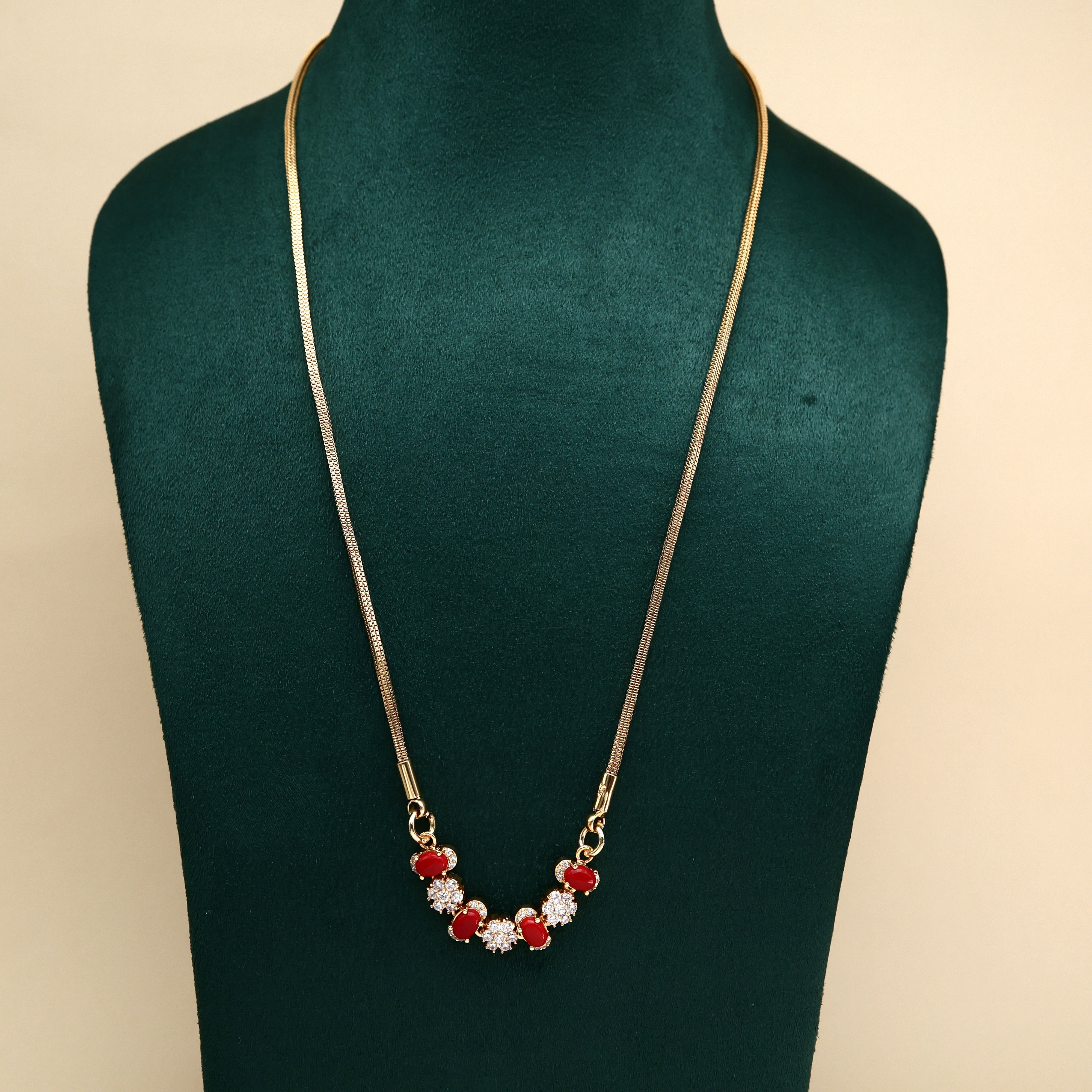 Real Gold Tone Flexible Pendant Chain - Coral