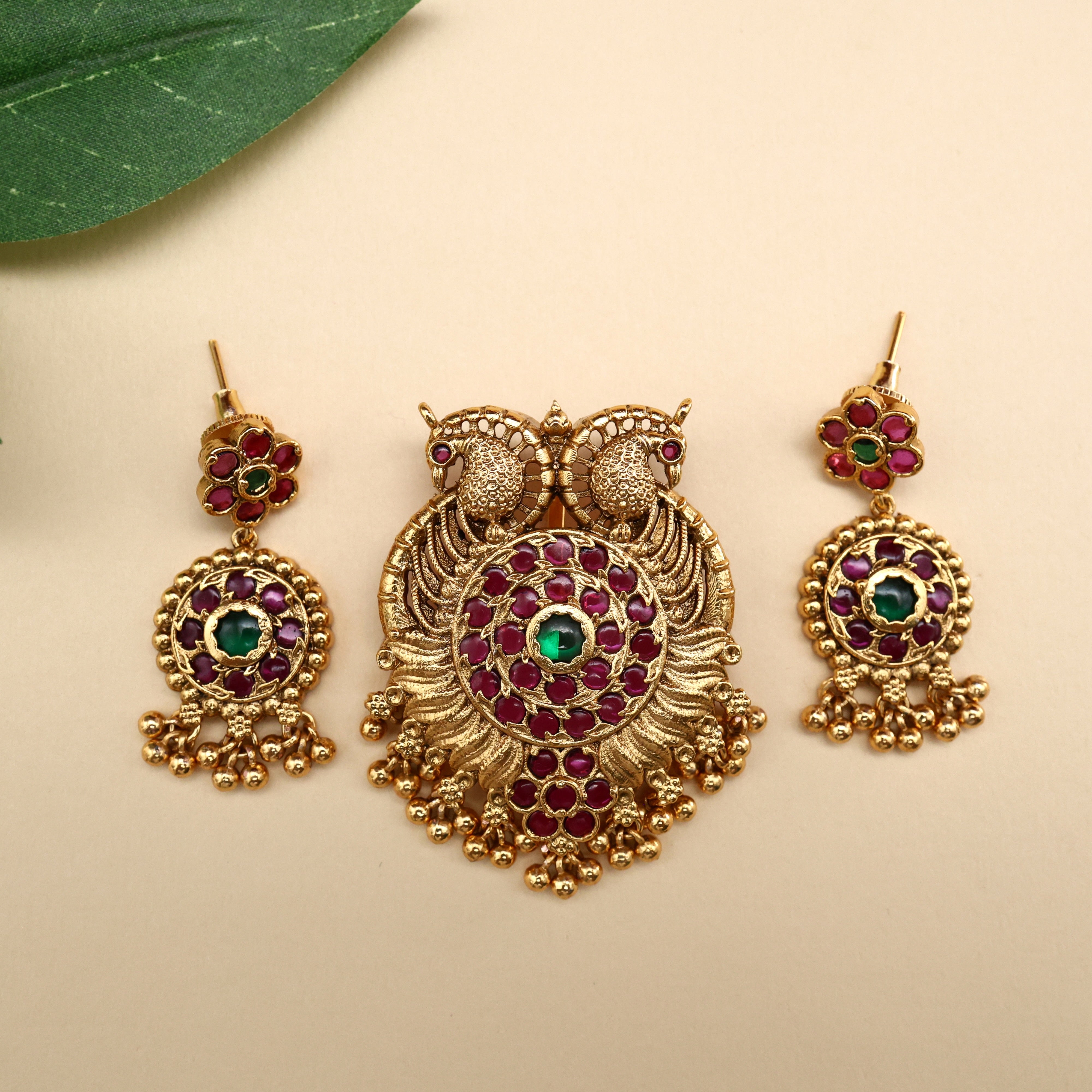 Premium Kemp Antique Detachable Gandaberunda Pendant Set