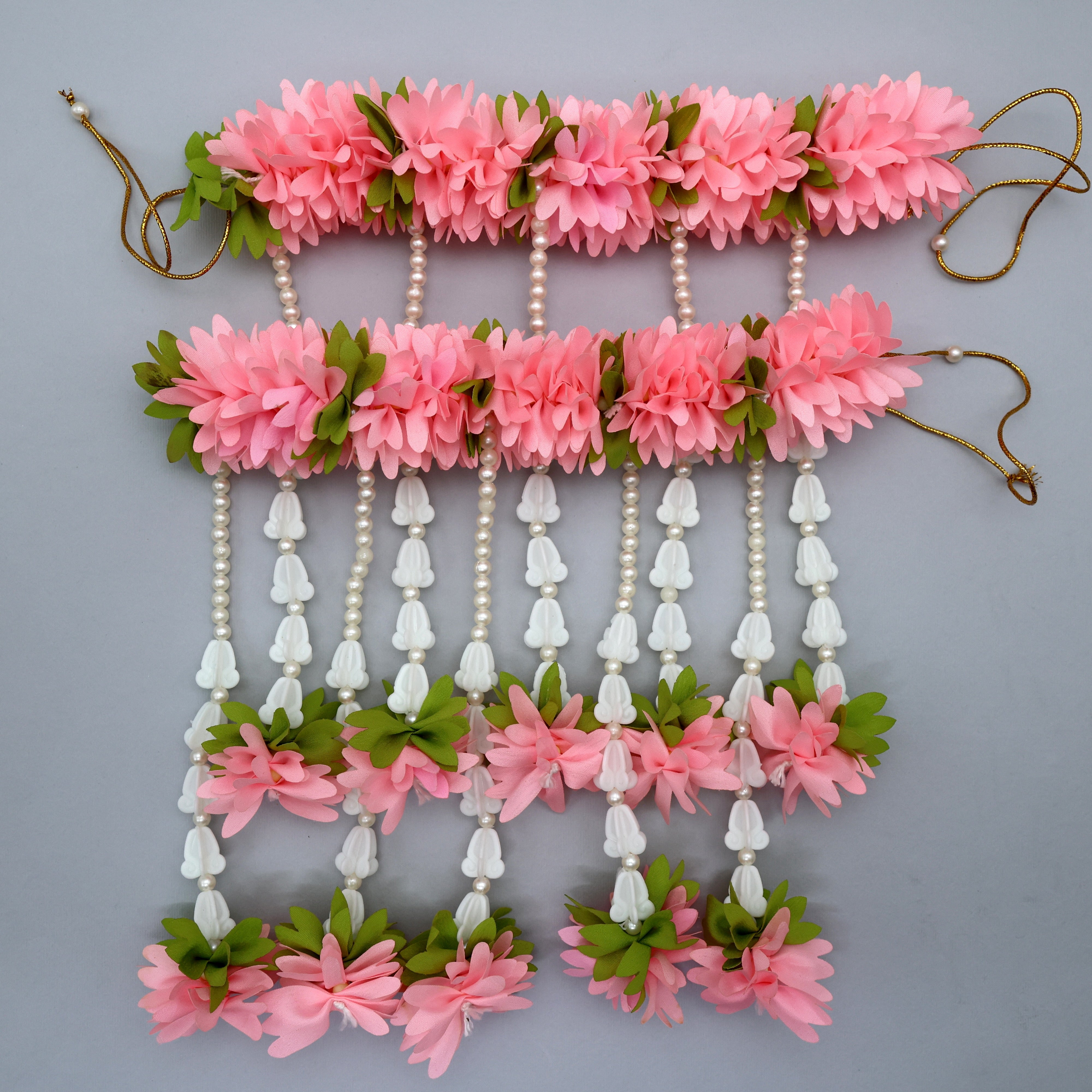 HANDMADE ARTIFICIAL PICHI FLOWER LAMP THORAN (ONE PAIR) - PEACKY PINK WITH GREEN