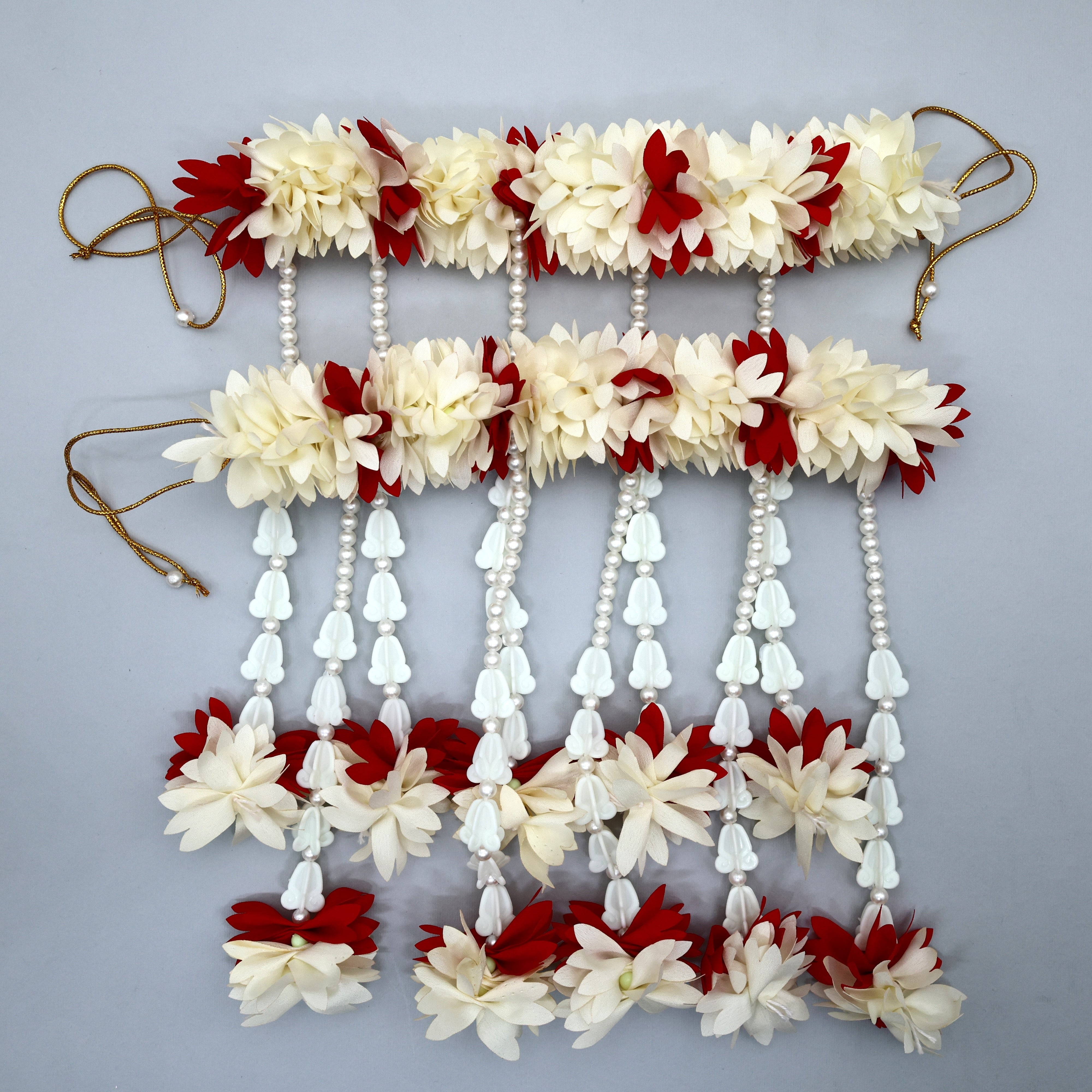 HANDMADE ARTIFICIAL PICHI FLOWER LAMP THORAN (ONE PAIR) - WHITE & RED