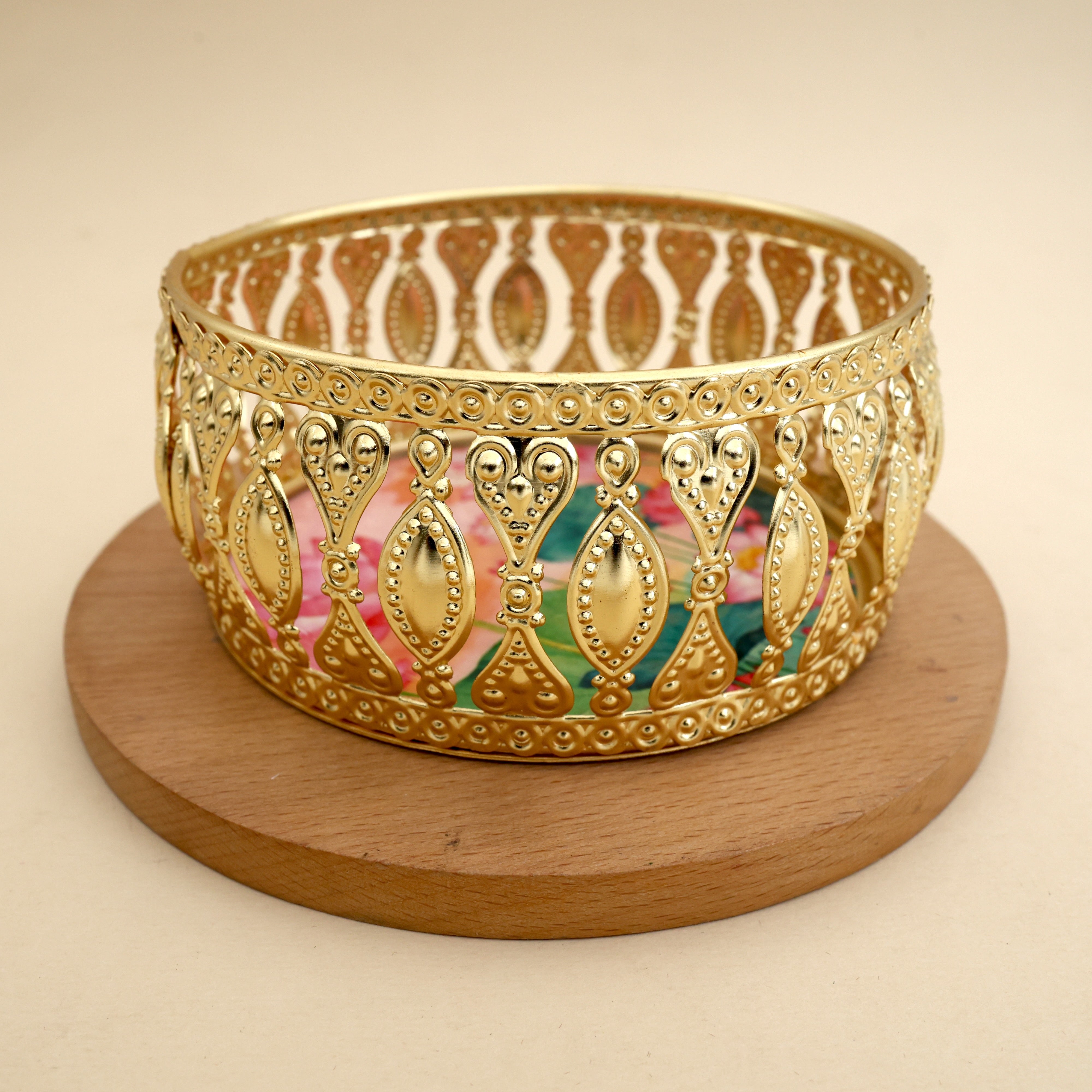 Small 4 Inches Pichwai Prints Golden Tray (Assorted Prints)