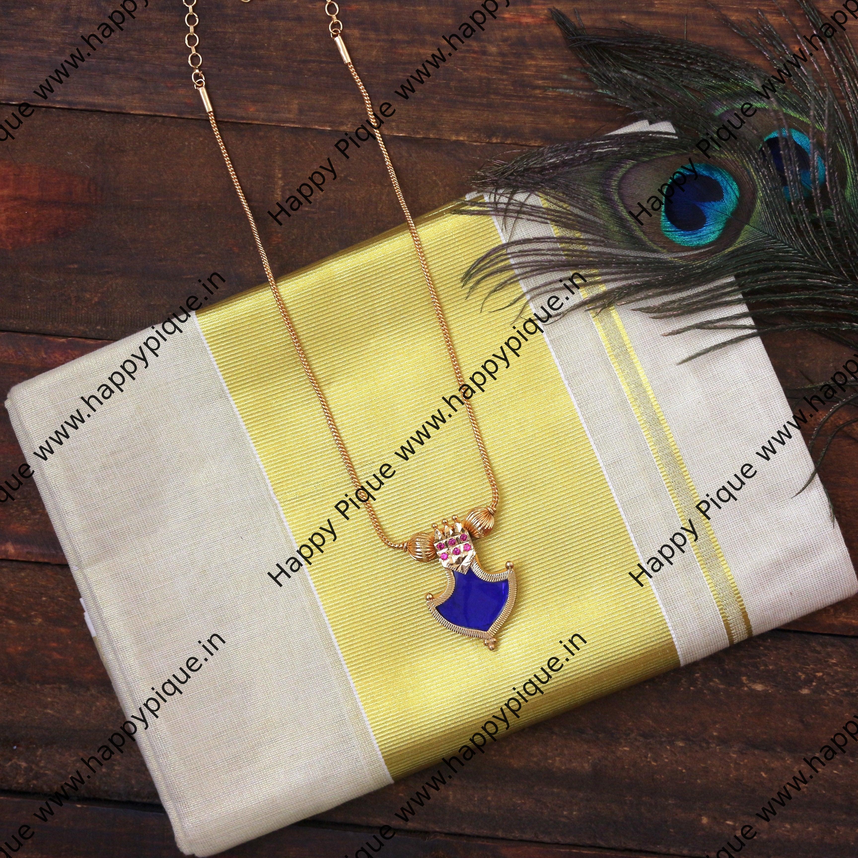 Real Gold Tone Mid Length Palakka Pendant Chain