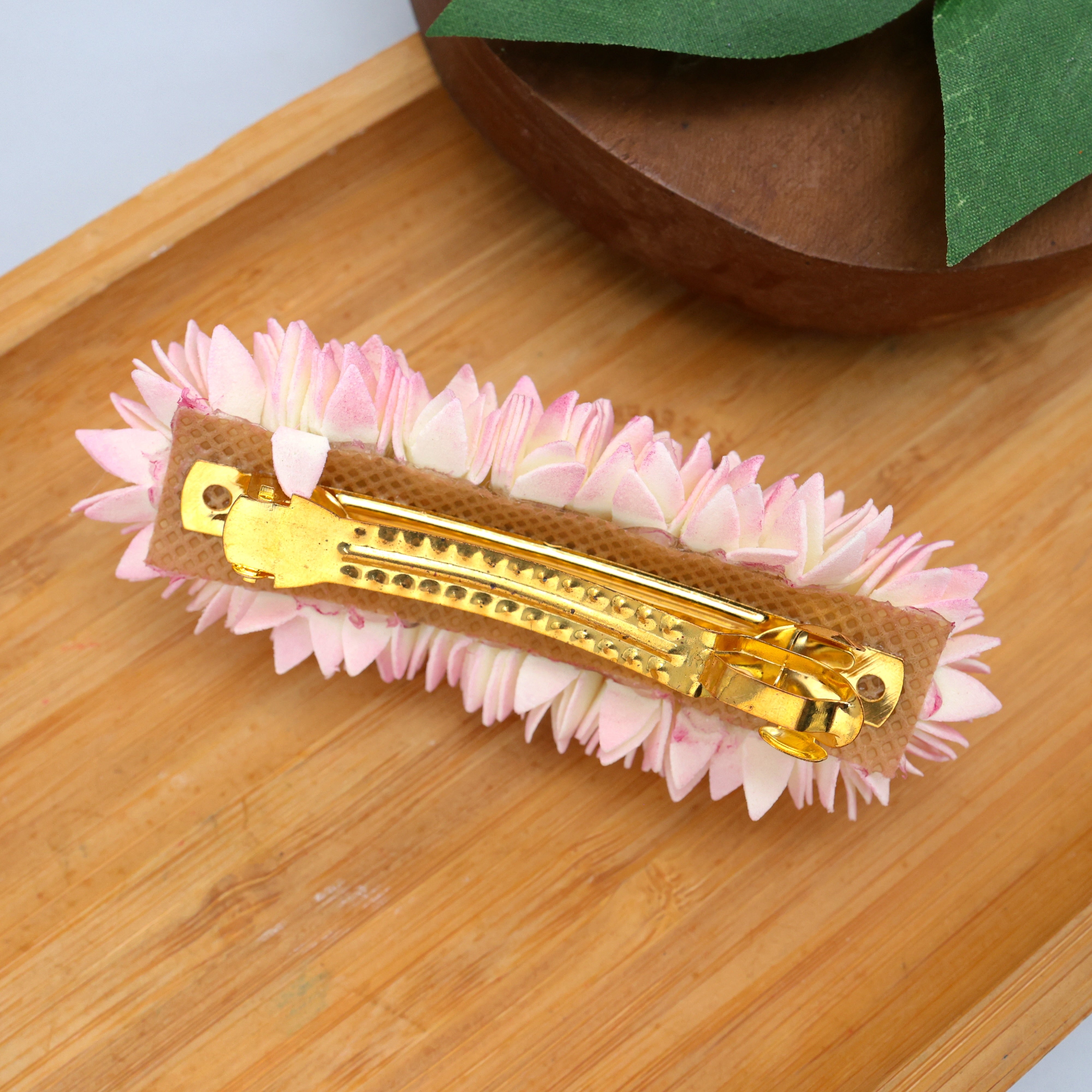 HANDMADE FOAM WATERPROOF JATHI POO FRENCH BARRETTE HAIR CLIP FOR WOMEN