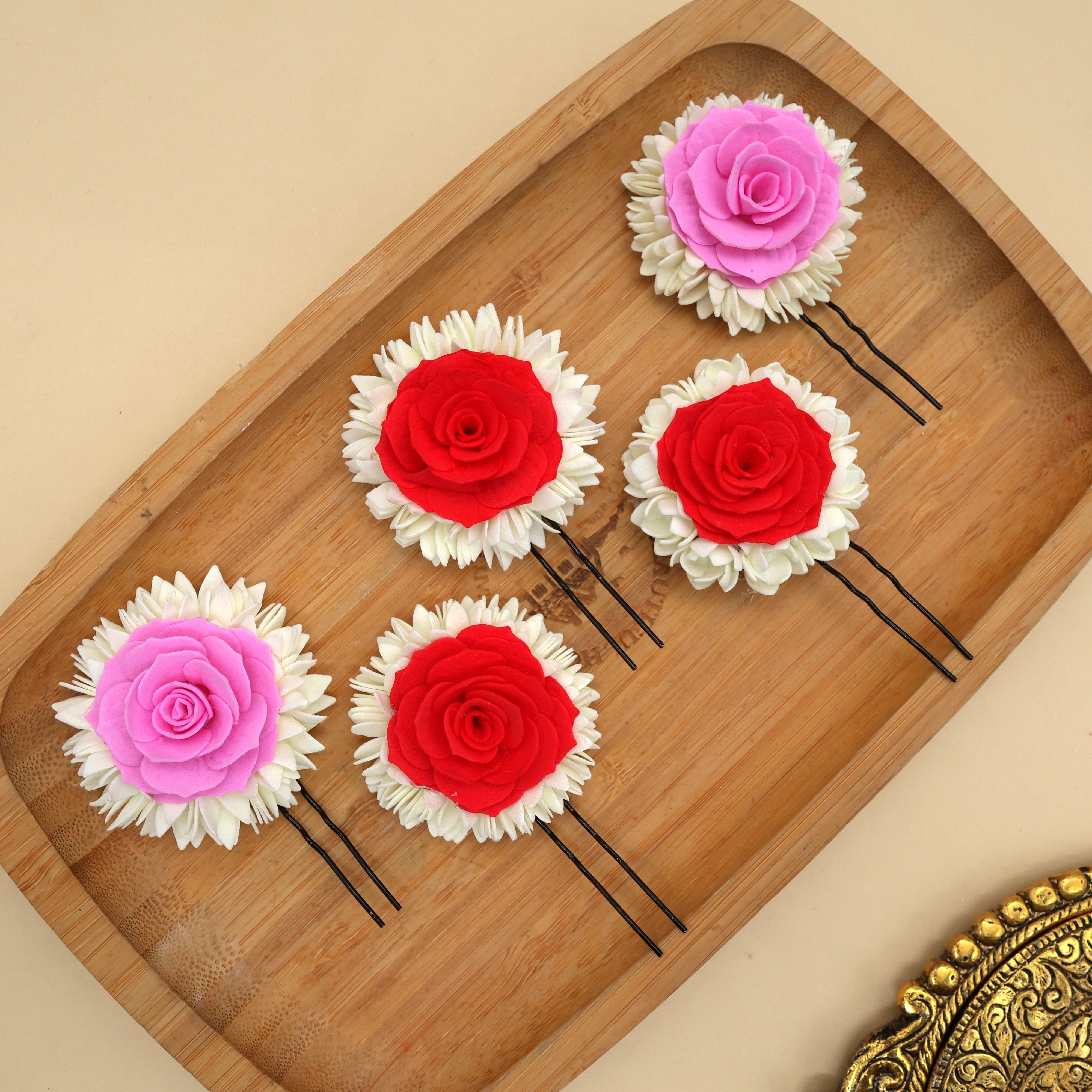 Handmade Waterproof Foam Mullai Rose U Pin