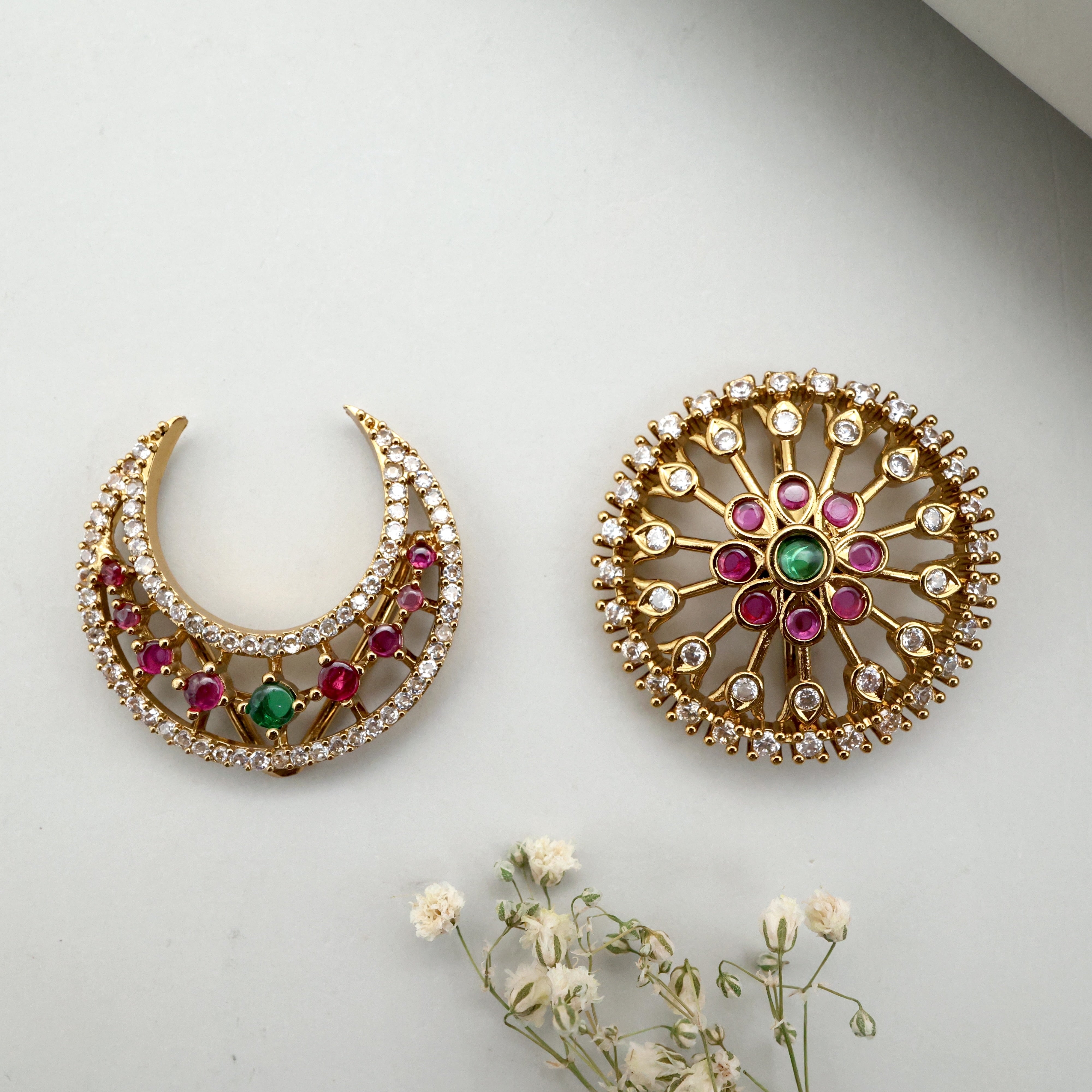 AD Trendy Sleek Chandran Suryan Sun Moon Jada Billais - Bridal Hair Accessories