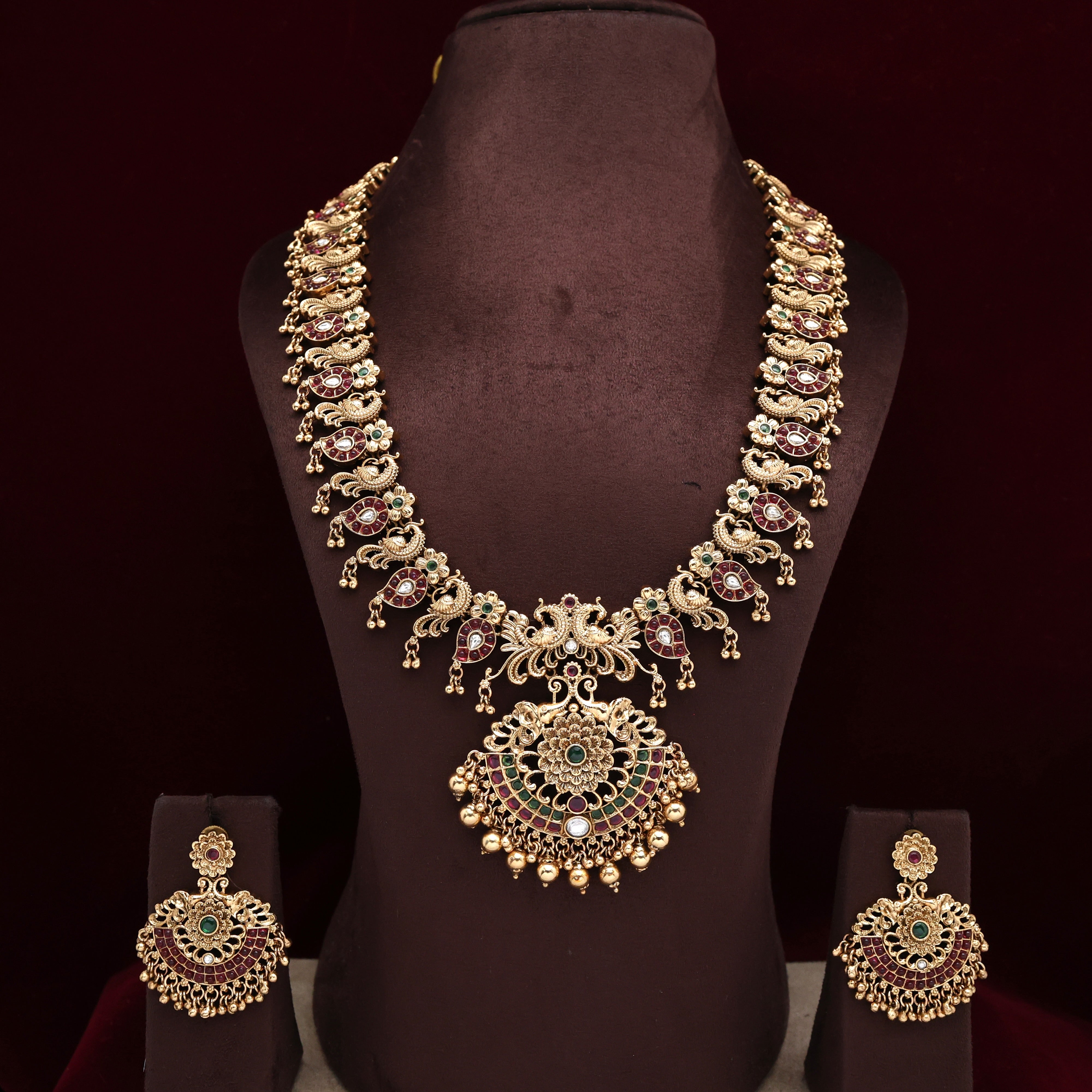 Antique Kemp Kundan Rettapakshi Bridal Set
