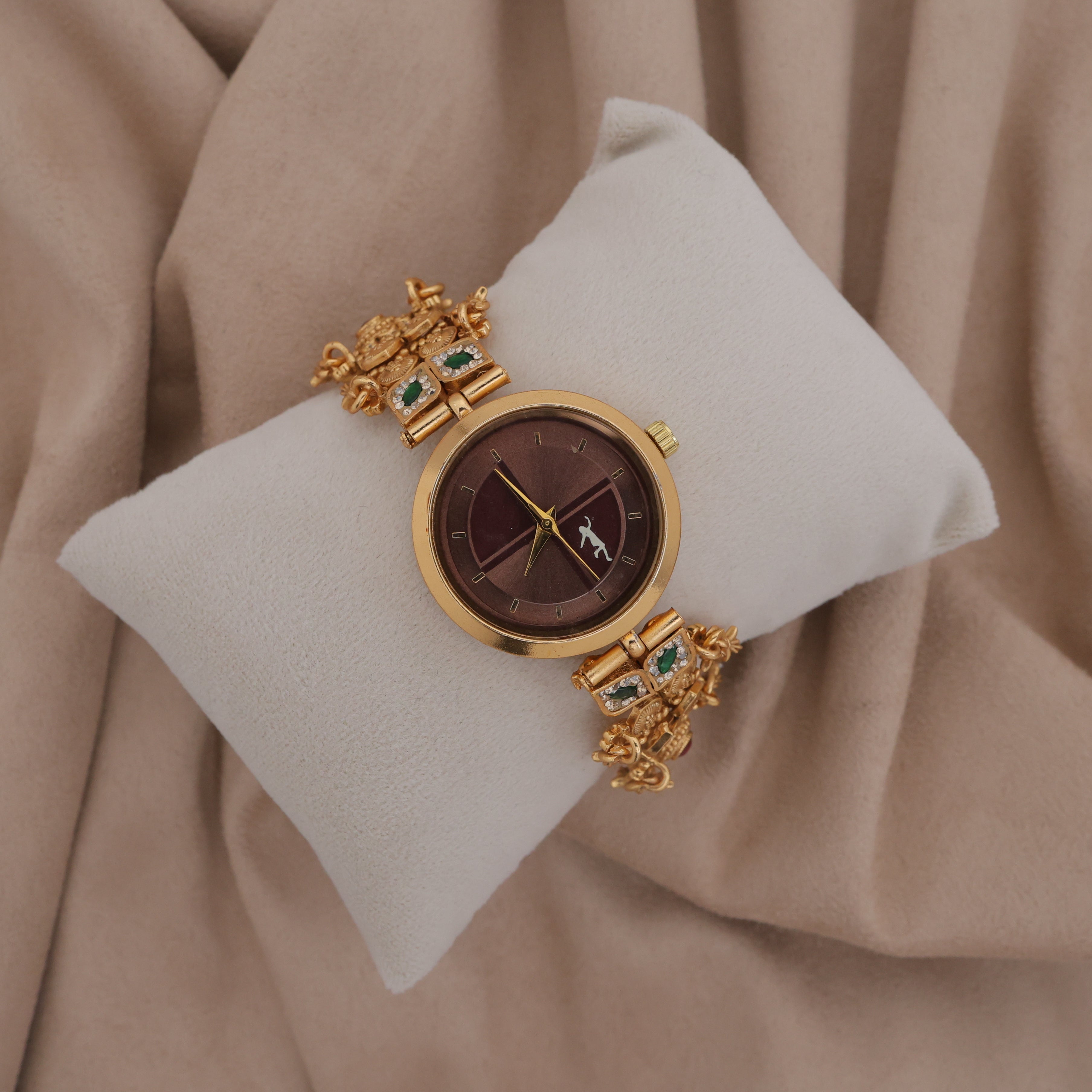 Gold Tone Rich Heritage Brown Dial Kashmiri Bracelet Watch